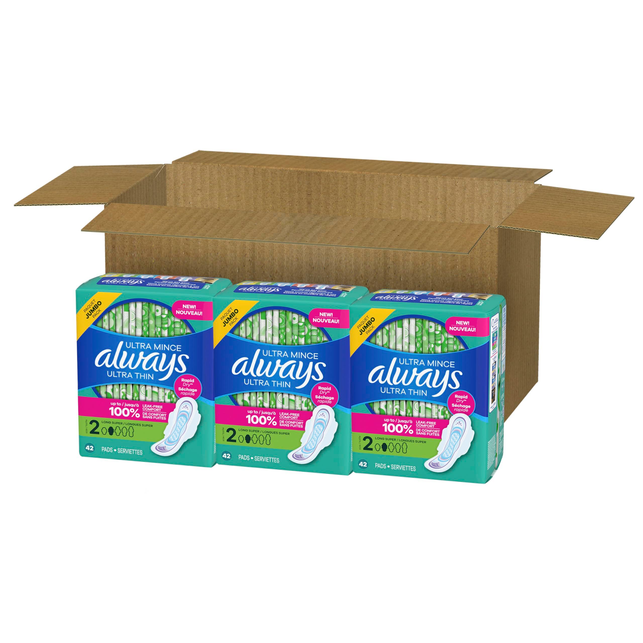 Always Ultra Thin Feminine Pads with Wings for Women, Super Absorbency, Unscented, Size 2, 126 Count - Image 8