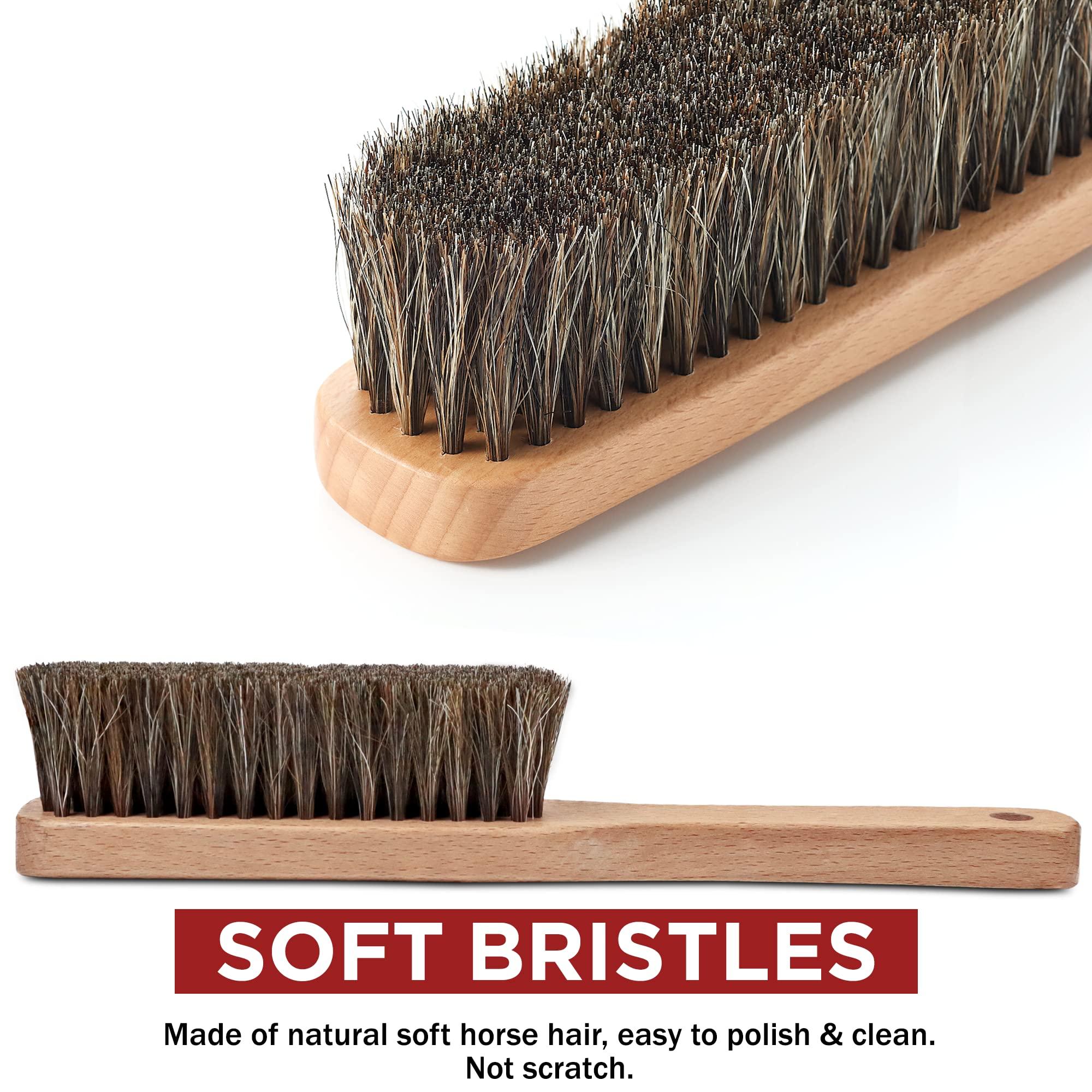 TAKAVU Horsehair Shoe Boot Brush 10.2 Inches - Hat Brush, Hand Broom With 100% Soft Genuine Horse Hair Bristles, Long Beech Wood Handle for Cleaning Shoes, Boots, Counters, Beds, Clothes, Furniture - Image 4