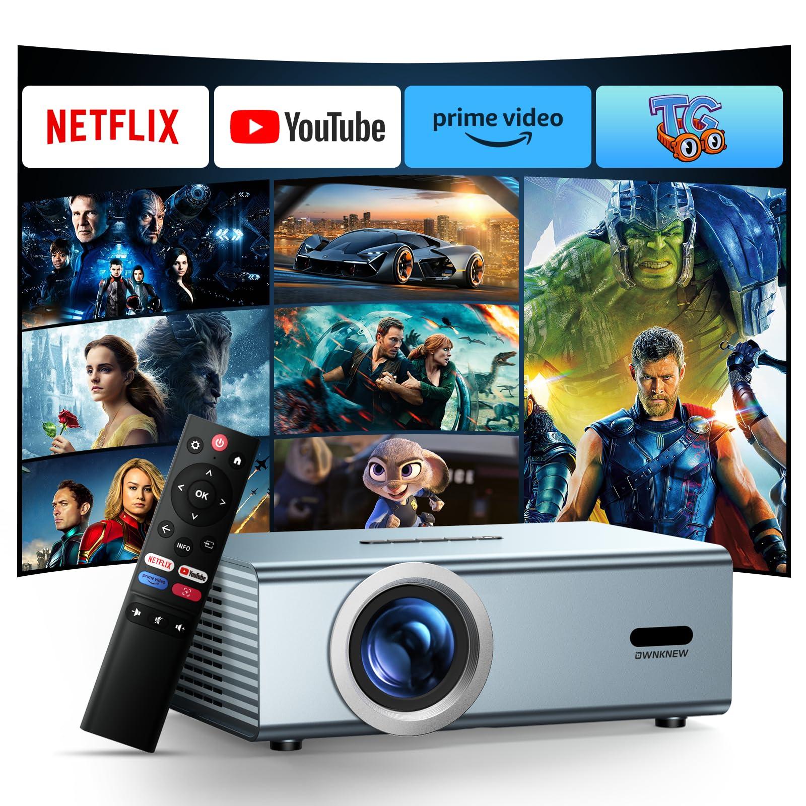 [Netflix Officially & Dolby Audio] Smart Projector with WiFi6 and Bluetooth5.3, Electric Focus & Auto Keystone 4K Support, 22000L Movie Projectors, OWNKNEW Native 1080P Proyector Built-in Apps