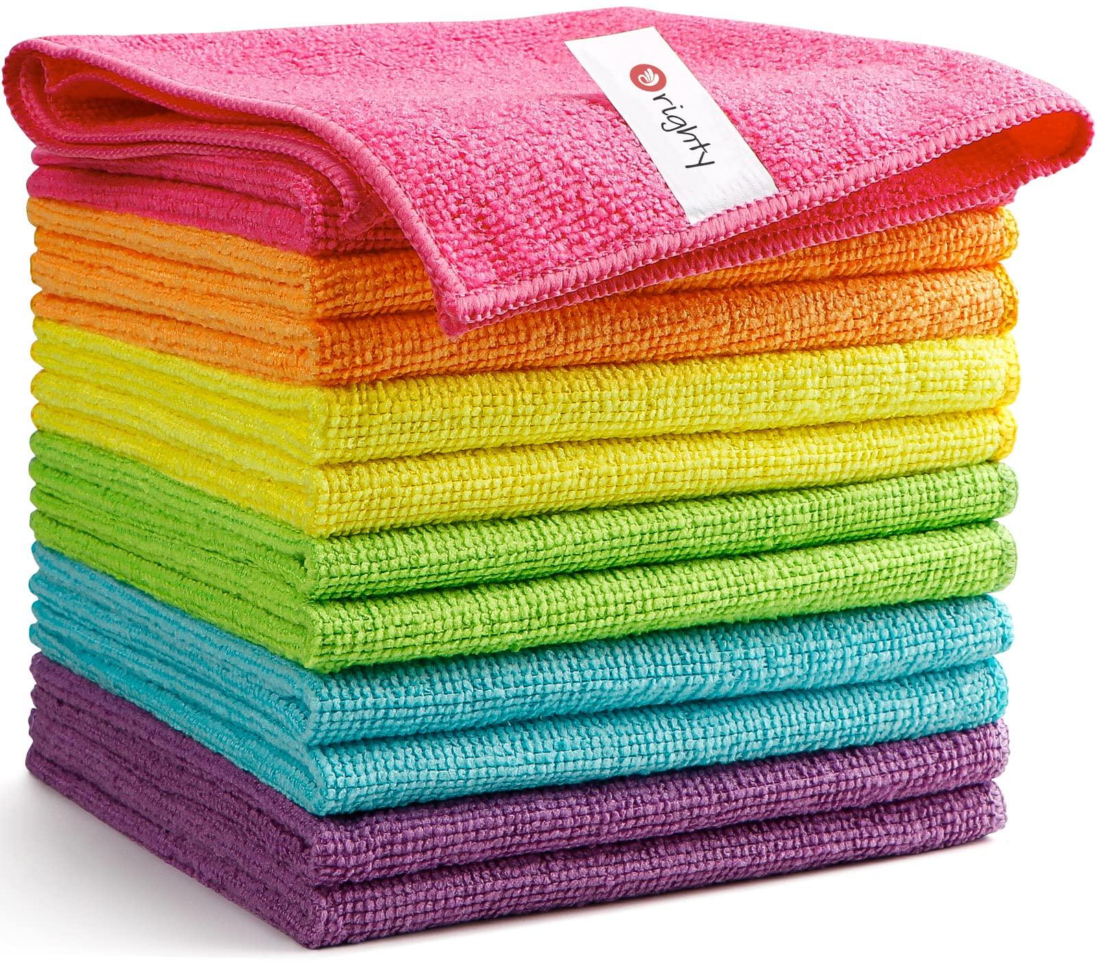 Orighty Microfiber Cleaning Cloth Pack of 12, Highly Absorbent Cleaning Supplies, Lint Free Cloths for Multiple-use, Powerful Dust Removal Clean Rags for House, Kitchen, Car Care(12x12 inch)