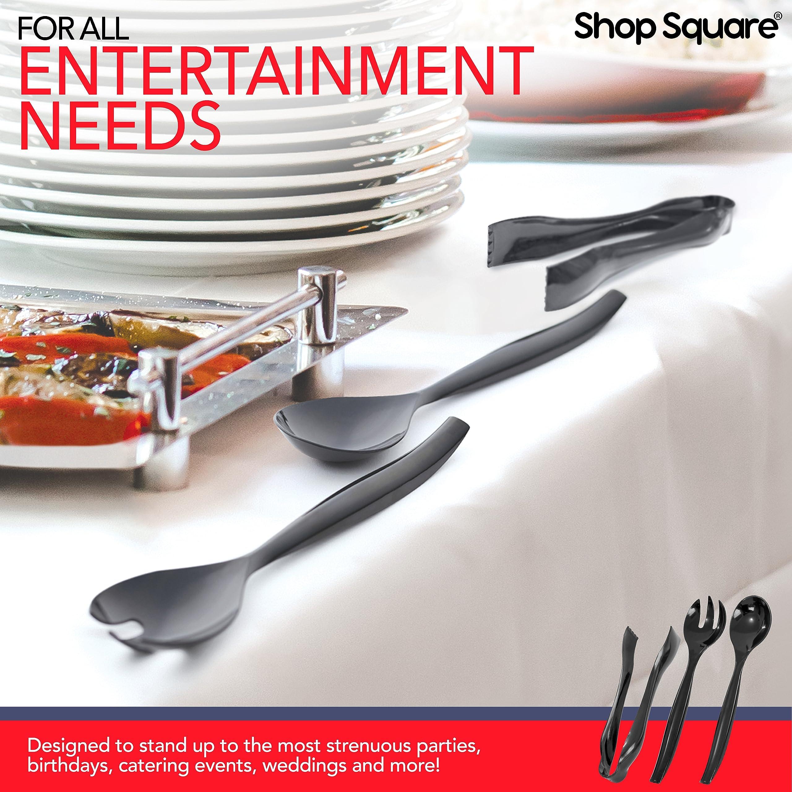 Disposable Plastic Serving Utensils - Set of 18 Black Plastic Utensils, 6 Each 6" Serving Tongs, 10” Serving Spoons, 10” Serving Forks, Buffet Serving Utensils, Party Utensils - Image 7