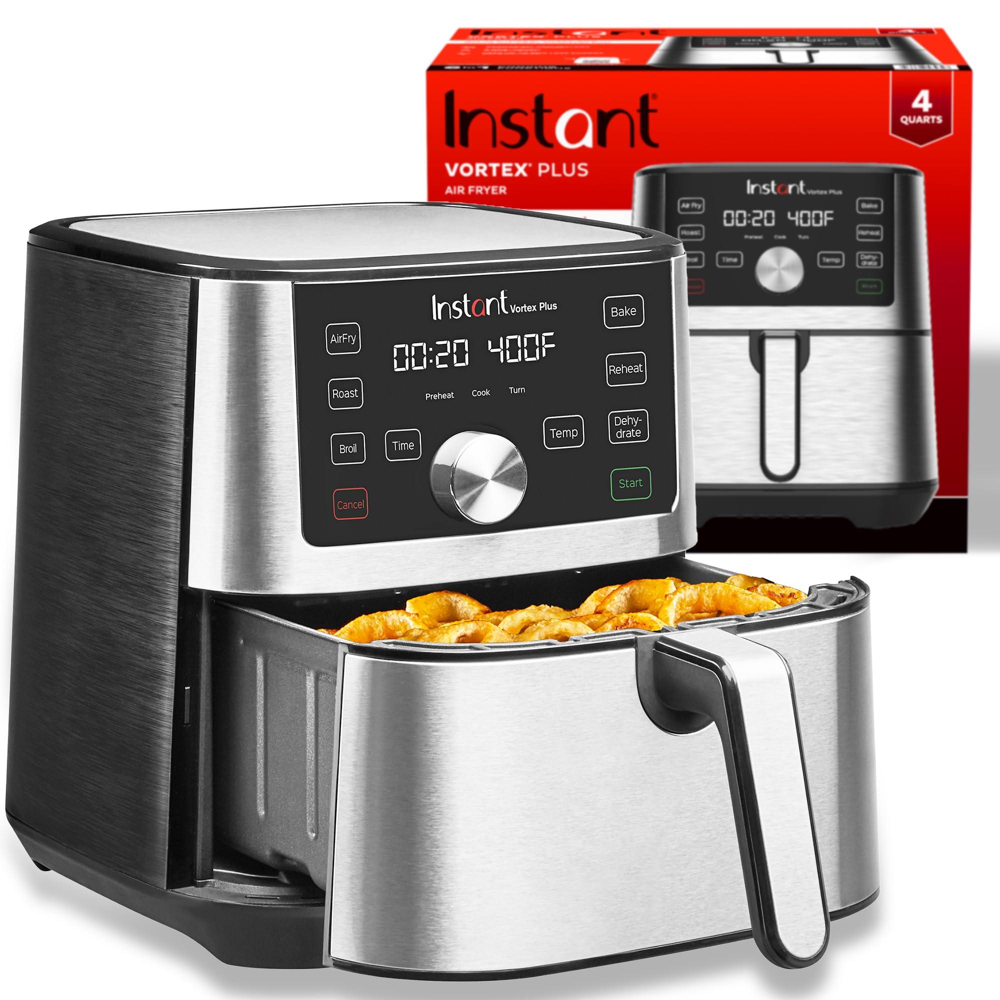 Instant Pot Vortex Plus 4QT Air Fryer, Custom Program Options, 6-in-1 Functions Crisps, Broils, Roasts, Dehydrates, Bakes, Reheats, 100+ In-App Recipes, from the Makers of Instant Pot, Stainless Steel - Image 1