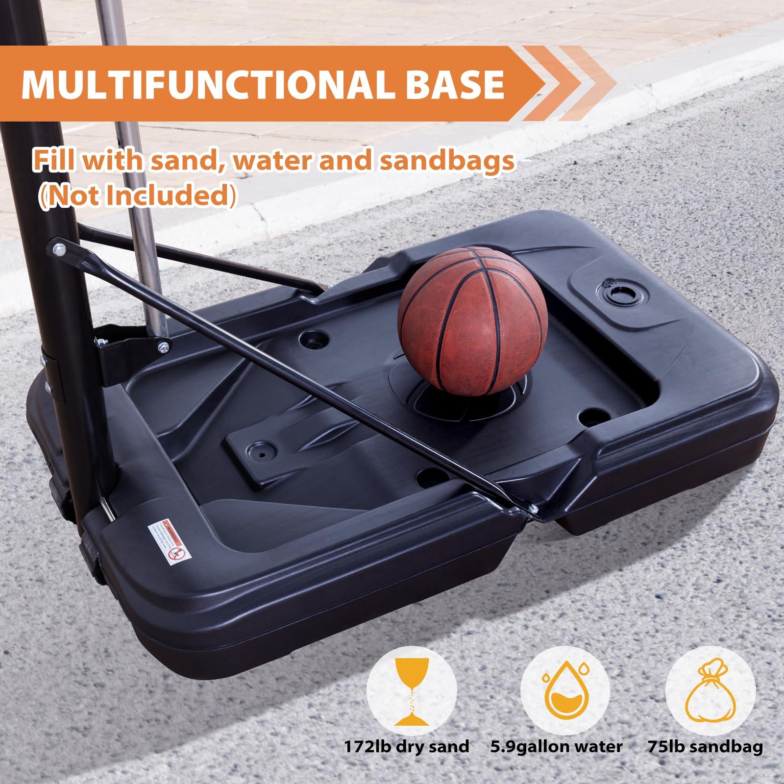 AWII SPORT Portable Basketball Hoop Outdoor, 4.8-10FT Height Adjustable Basketball Hoop Goal System with 44-48 Inch Impact Backboard and Portable Wheels for Adults - Image 8