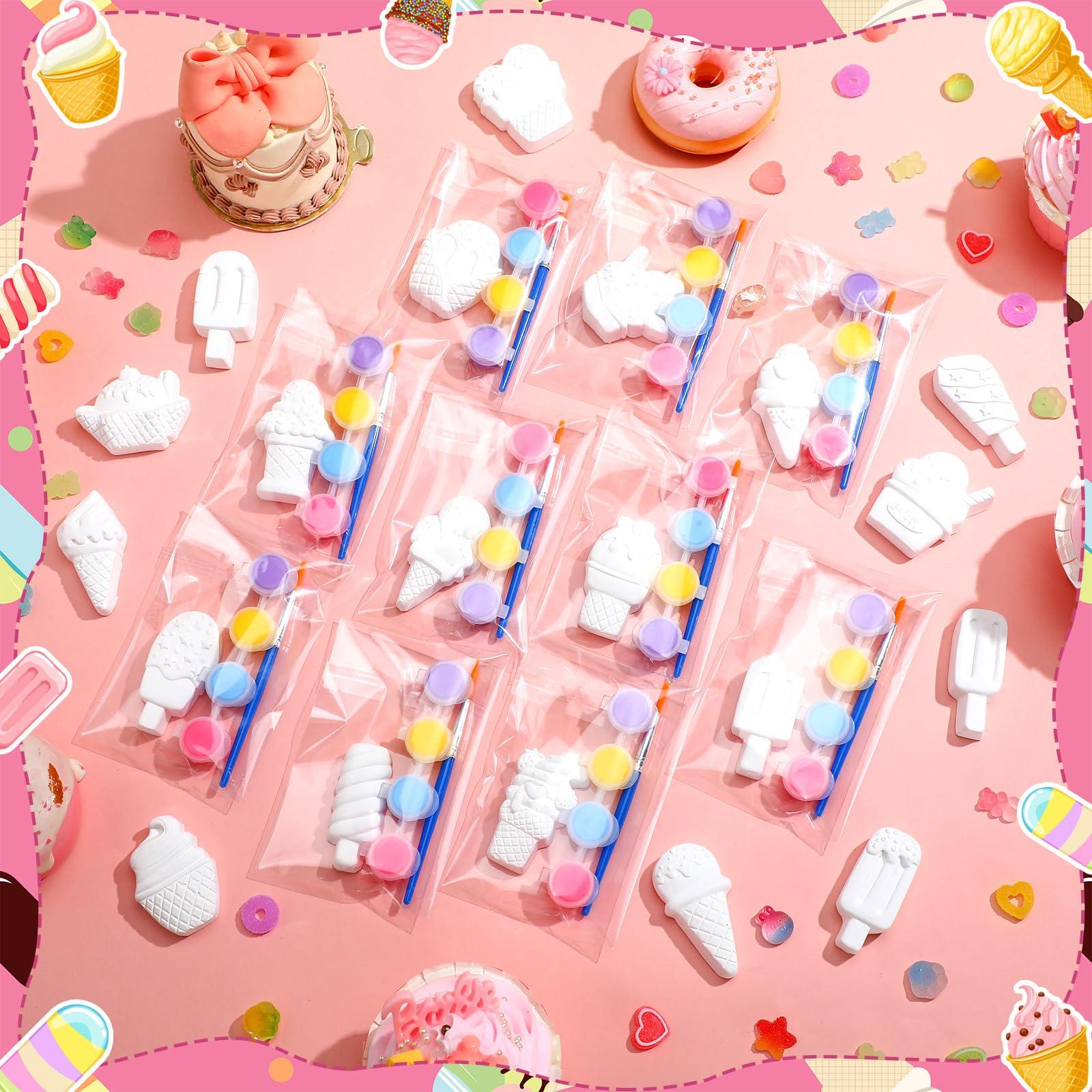 JellyArch 20 Set Ice Cream DIY Painting Kit Ceramic to Paint Your Own Ice Cream Statues Unpainted Plaster Figurines Brushes Acrylic Paints Bags Party Favor for Adults - Image 4