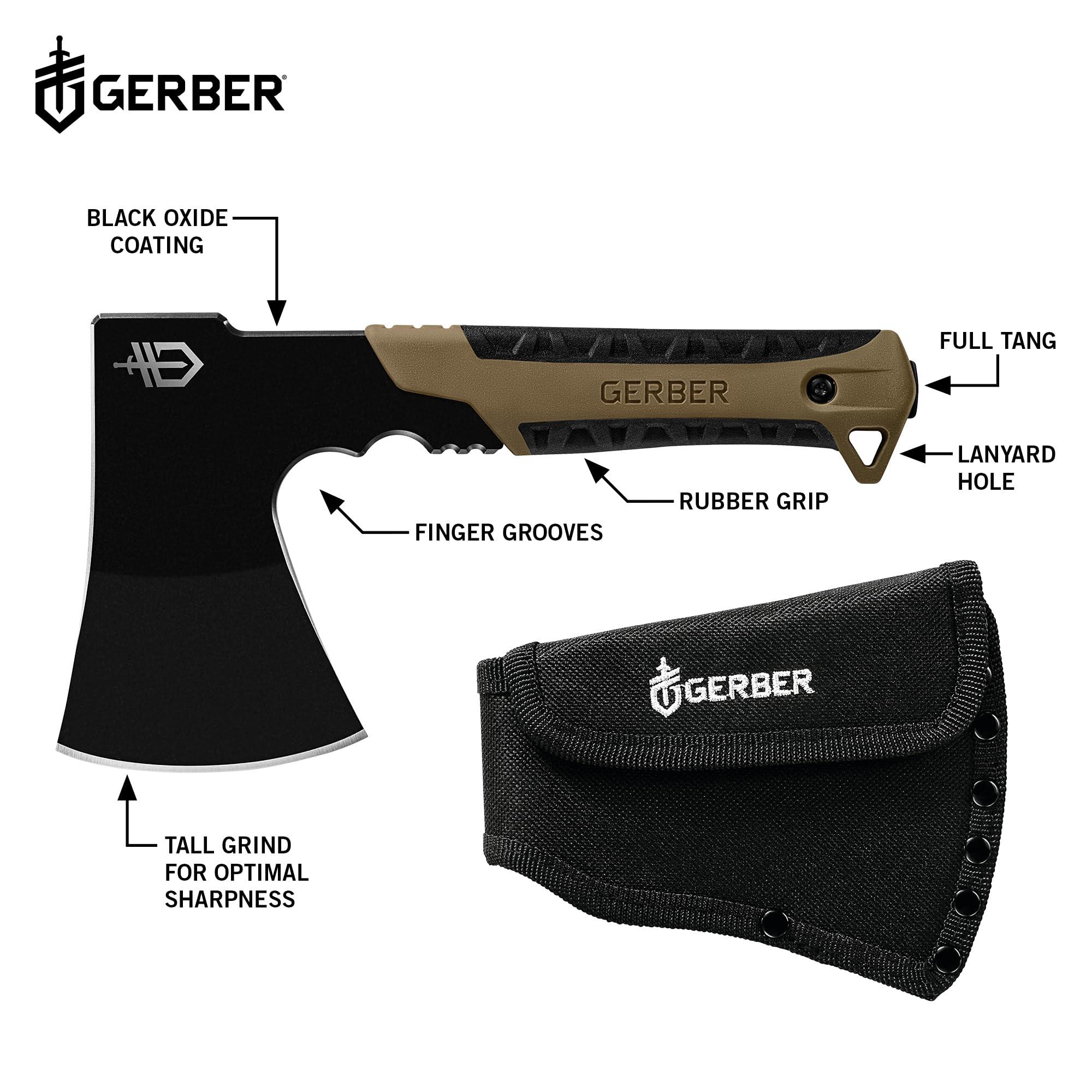Gerber Gear Pack Hatchet - 3.5" Steel Blade Axe with Full Tang - Survival, Bushcraft and Camping Gear - with Mountable Nylon Sheath - Brown - Image 3