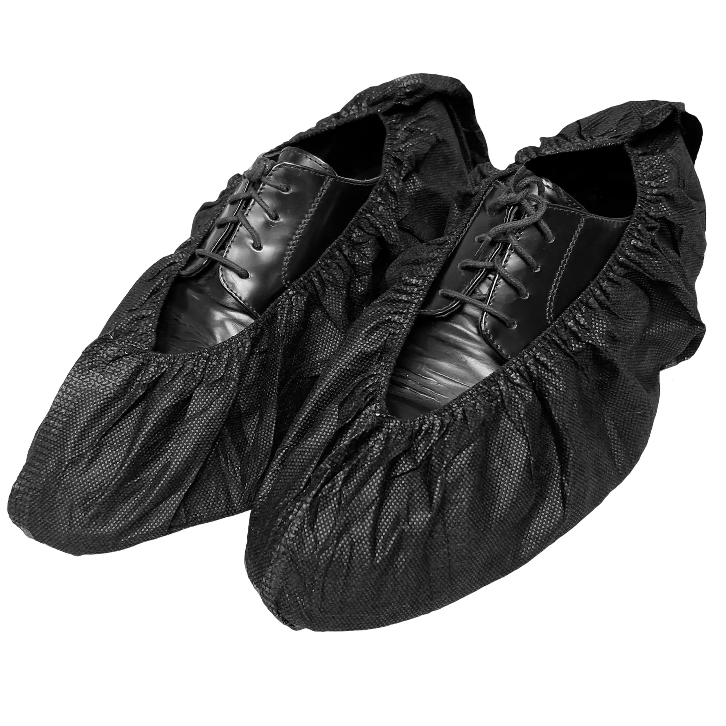 Buena Goods 100 Pack Extra Large Disposable Black Boot and Shoe Covers. Reusable Water Resistant Durable Booties with Non Slip Treads for Indoor Use. Fits US Men's Size 14 and Women's 16 Shoe Size - Image 2