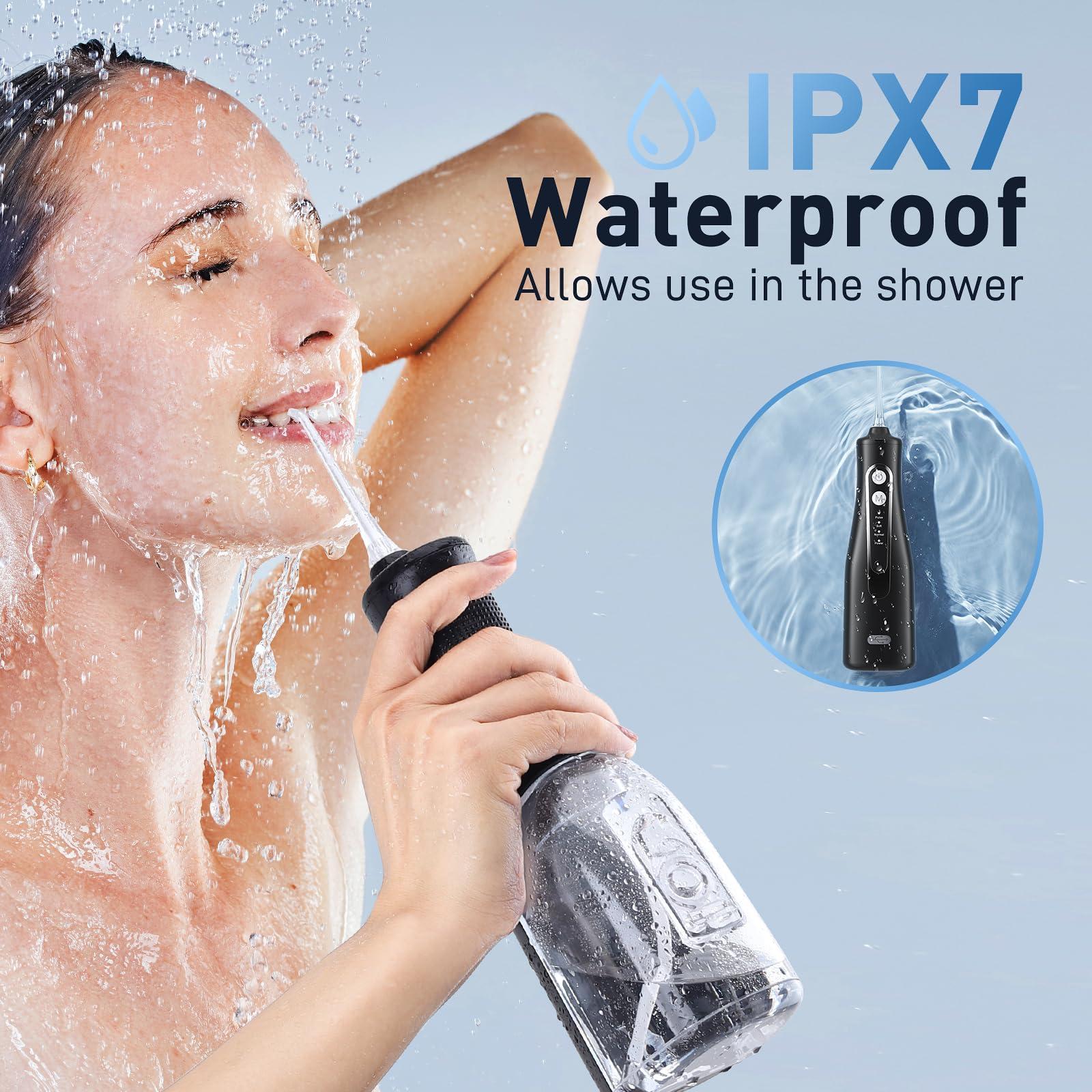 Water Dental Flosser Teeth Pick - 4 Modes Cordless Oral Irrigator - 300ML Portable and Rechargeable IPX7 Waterproof - Water Dental Piks for Cleaning for Home Travel - Oral Dental Care Fsa Hsa - Image 5