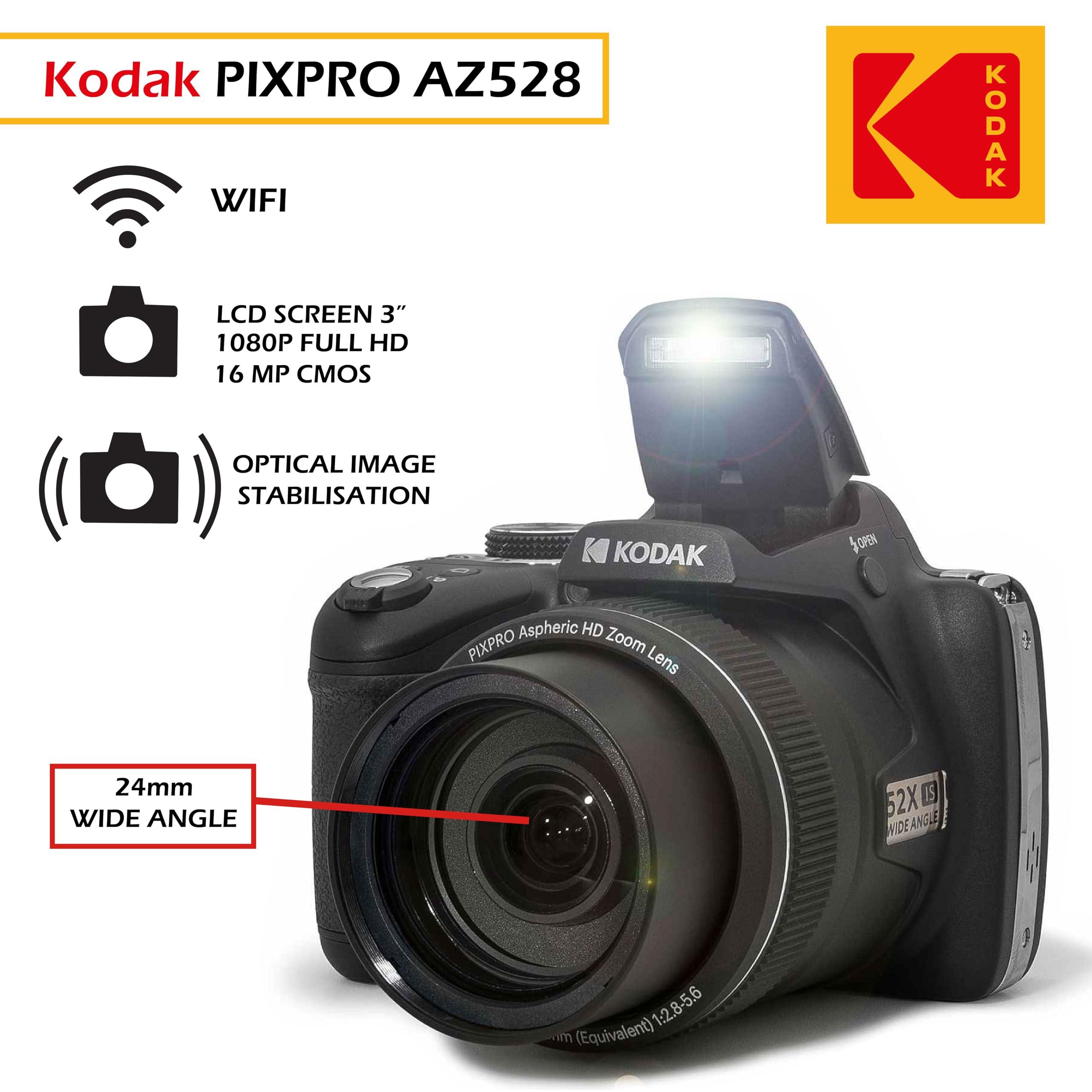 Kodak PIXPRO AZ528 16 MP Full HD Video Digital Camera (Black) with 52x Optical Zoom Bundle with Accessories Including Protective Camera Case, Battery & Charger, 32GB SD Card, Tripod and More - Image 4