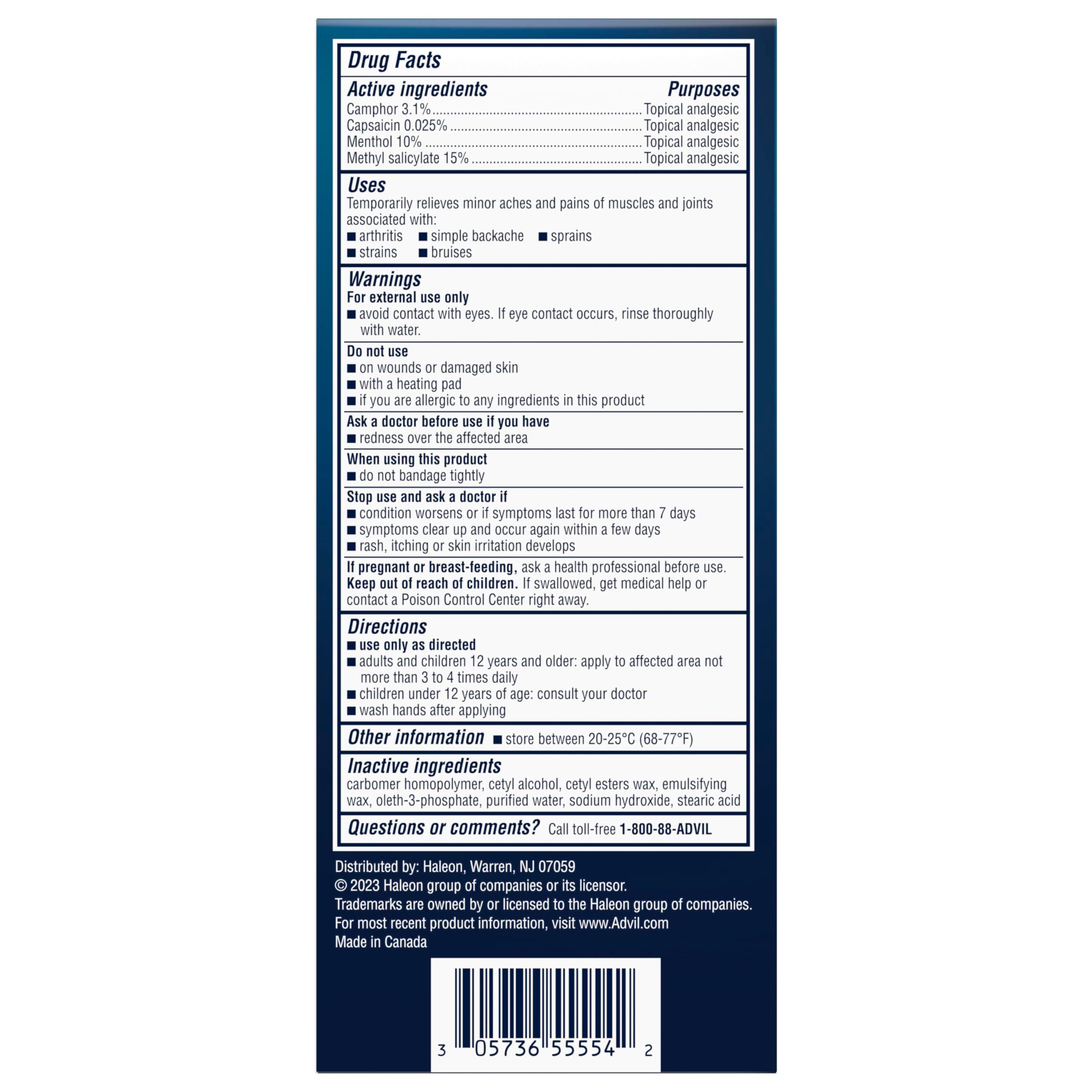 Advil Targeted Relief Pain Relieving Cream, Up to 8 Hours of Powerful Relief of Minor Arthritis Pain, Joint Pain, Lower Back Pain and Muscle Pain - 2.3 oz - Image 14