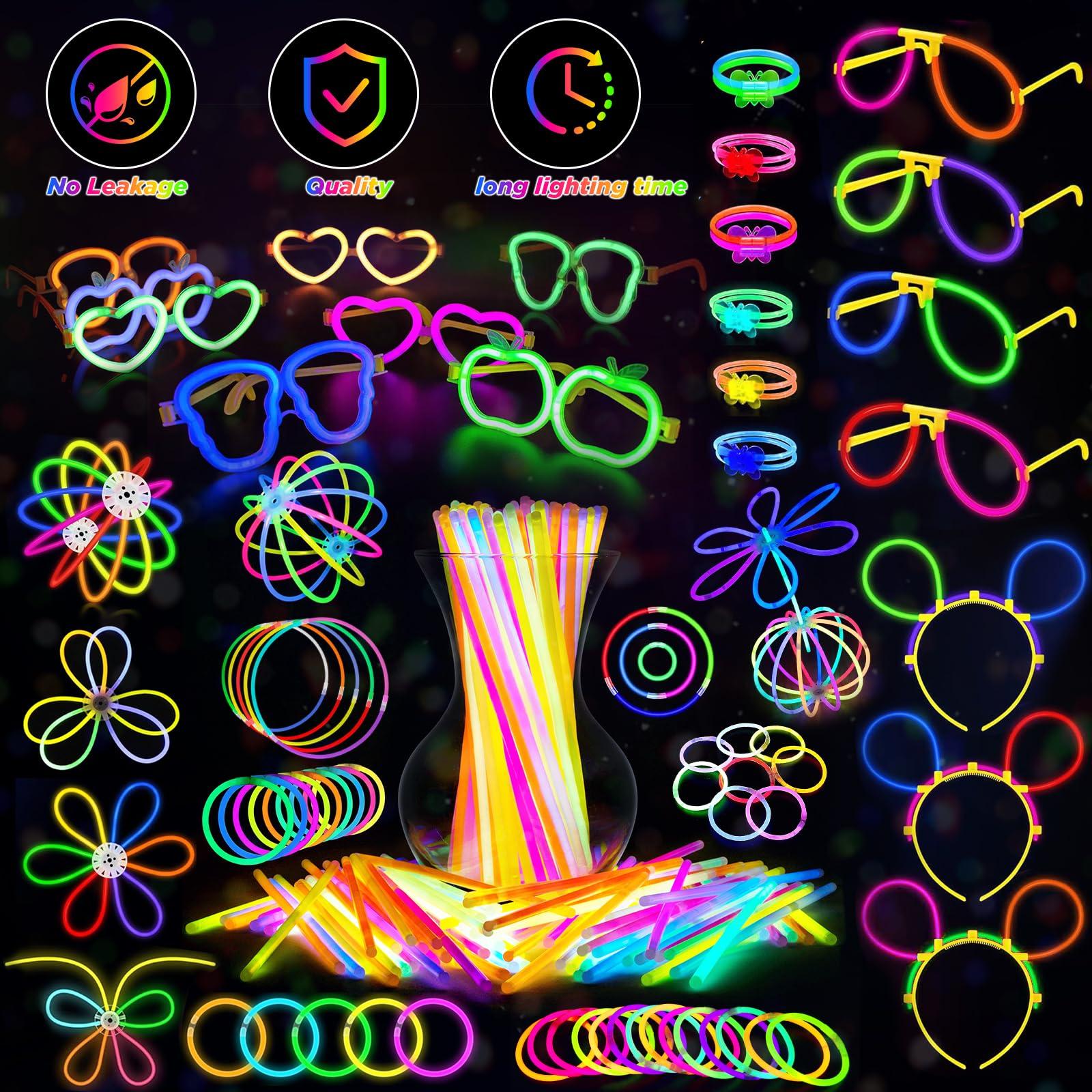 SHQDD Glow in the Dark Party Favors for Adults Kids, 27 Carnival Accessories, 56 LED Light Up Toys Bulk, 100 Glow Sticks Party Pack, Neon Party Supplies & Decorations - Image 5
