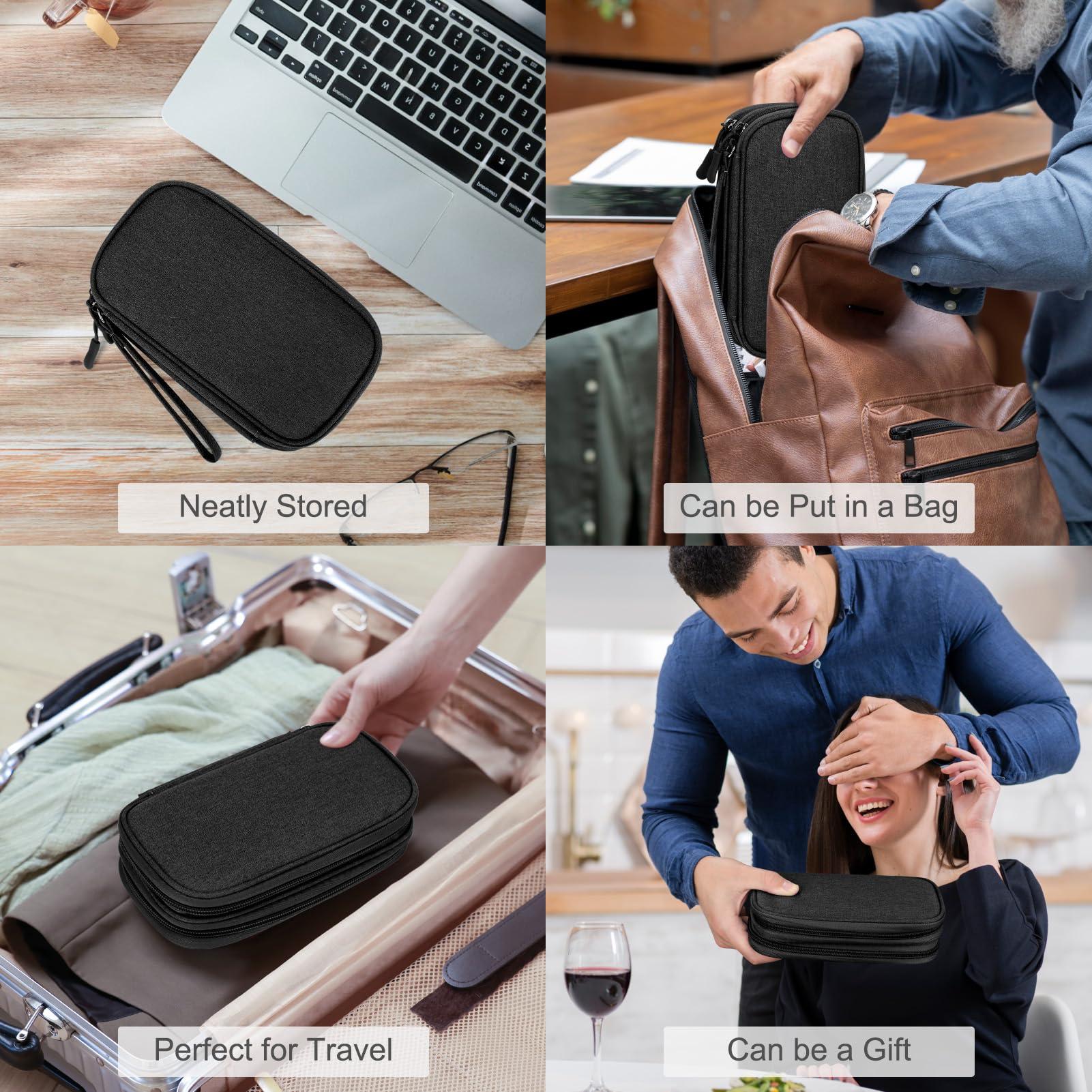 FYY Travel Cable Organizer Pouch Electronic Accessories Carry Case Portable Waterproof Double Layers All-in-One Storage Bag for Cord, Charger, Phone, Earphone Black - Image 7