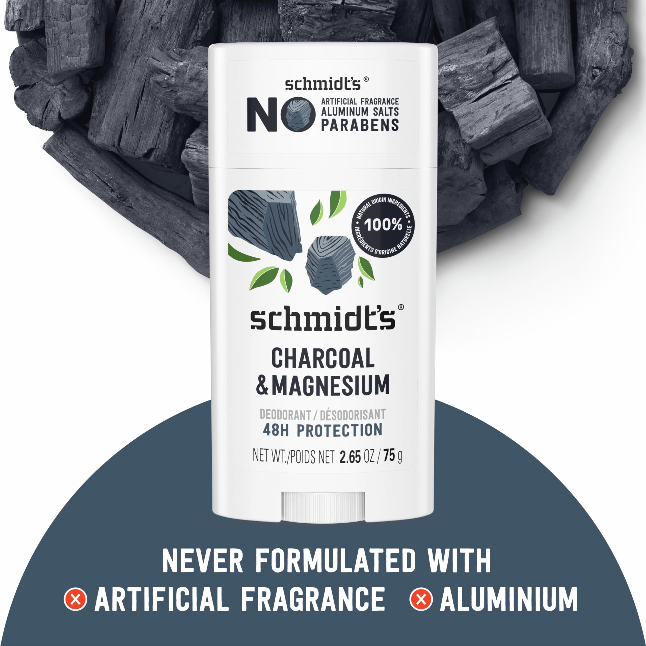 Schmidt's Aluminum-Free Vegan Deodorant Charcoal & Magnesium with 48 Hour Odor Protection, 2 Count for Women and Men, Natural Ingredients, Cruelty-Free, 2.65 oz, Pack of 2 - Image 4