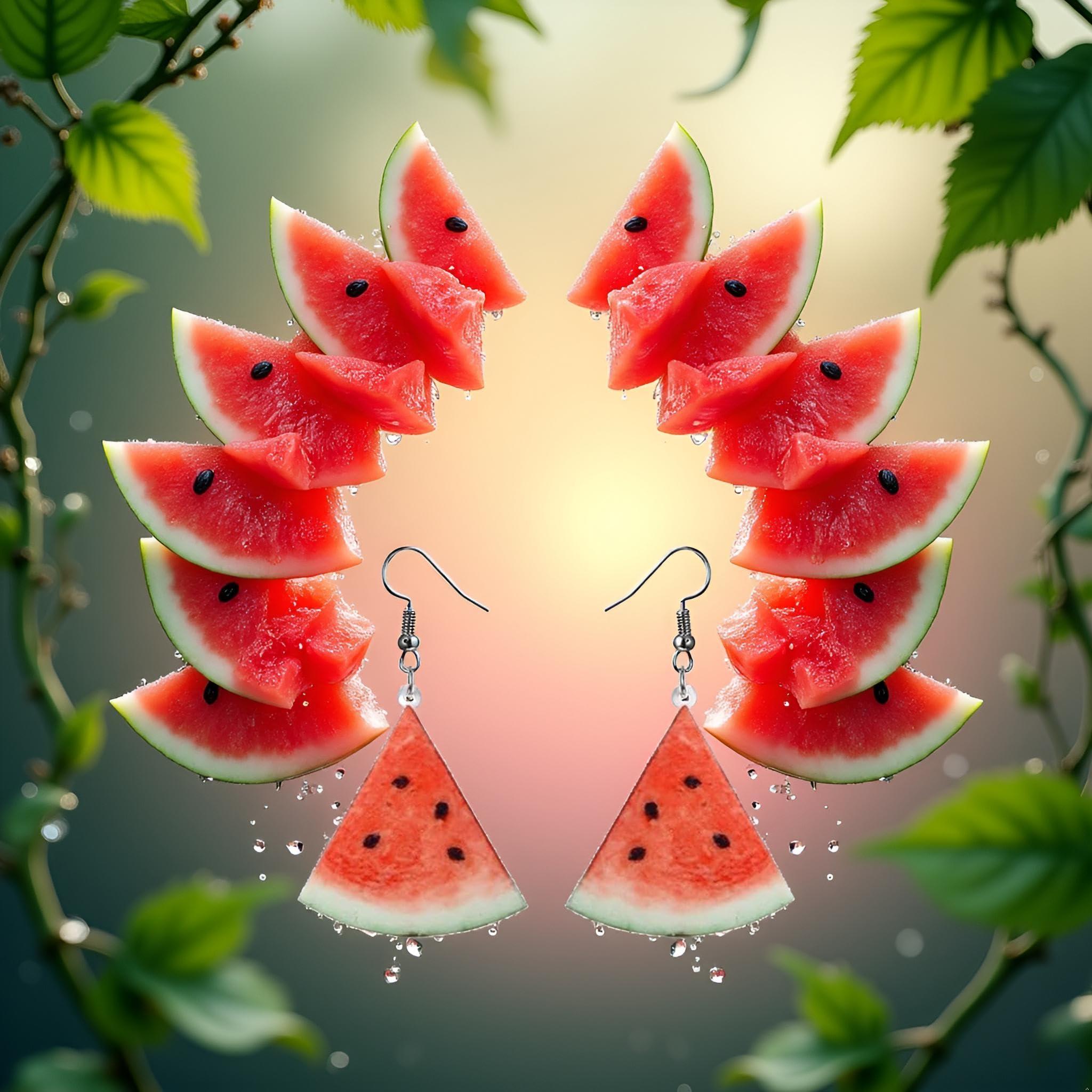 A Pair of Red Watermelons Fashion Creative Acrylic Fruit Earrings Trendy Realistic Food Dangle Earring Women Fun Coconut Watermelon Multicolor for Women Gift Jewelry,Clothing, Shoes and Jewelry - Image 3