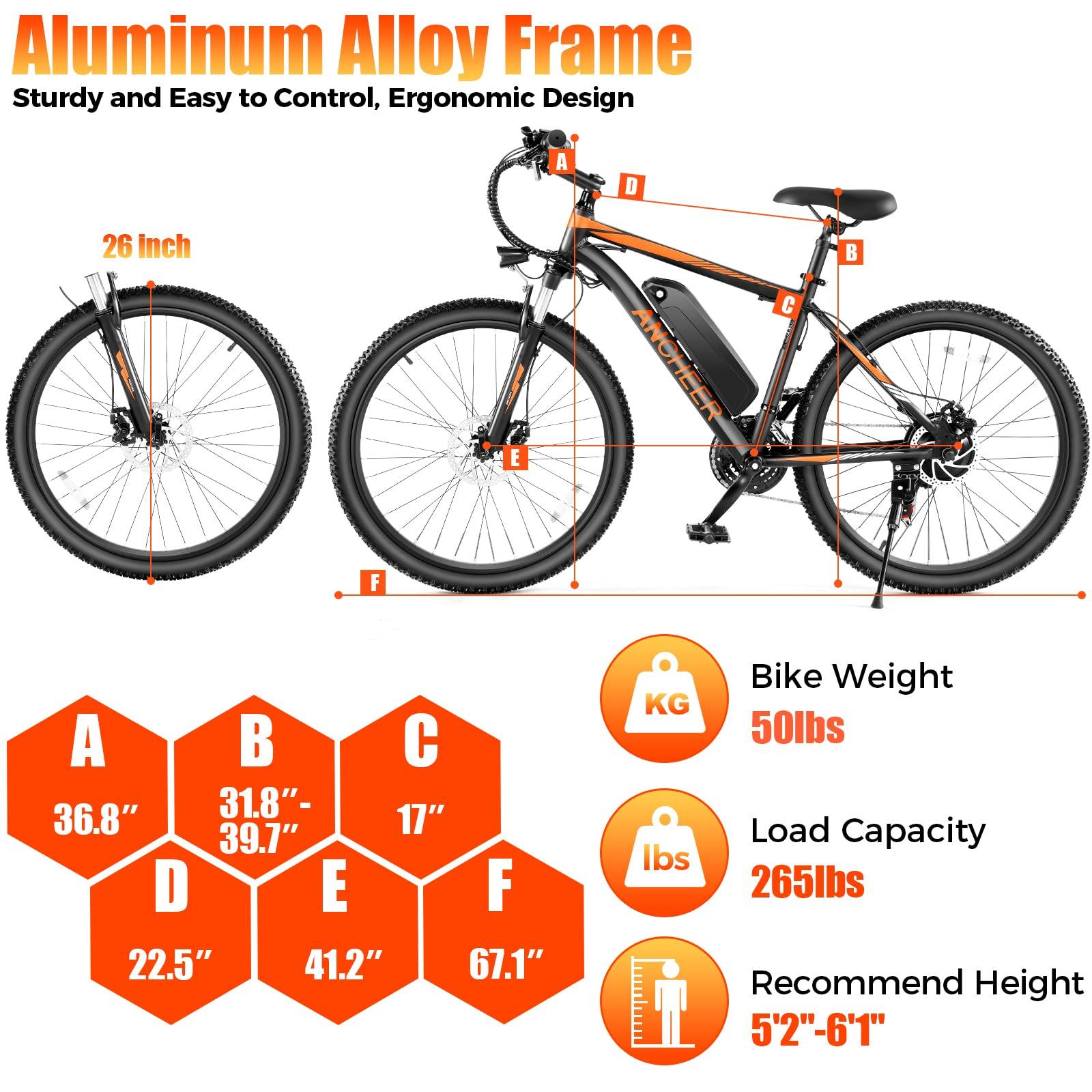 ANCHEER Electric Bike for Adults, [Peak 750W Motor] Electric Mountain Bike, 26" Sunshine Commuter Ebike, 55 Miles 22MPH Electric Bicycle with 48V/374Wh Battery, LCD Display, 21Speed, UL 2849 Certified - Image 5