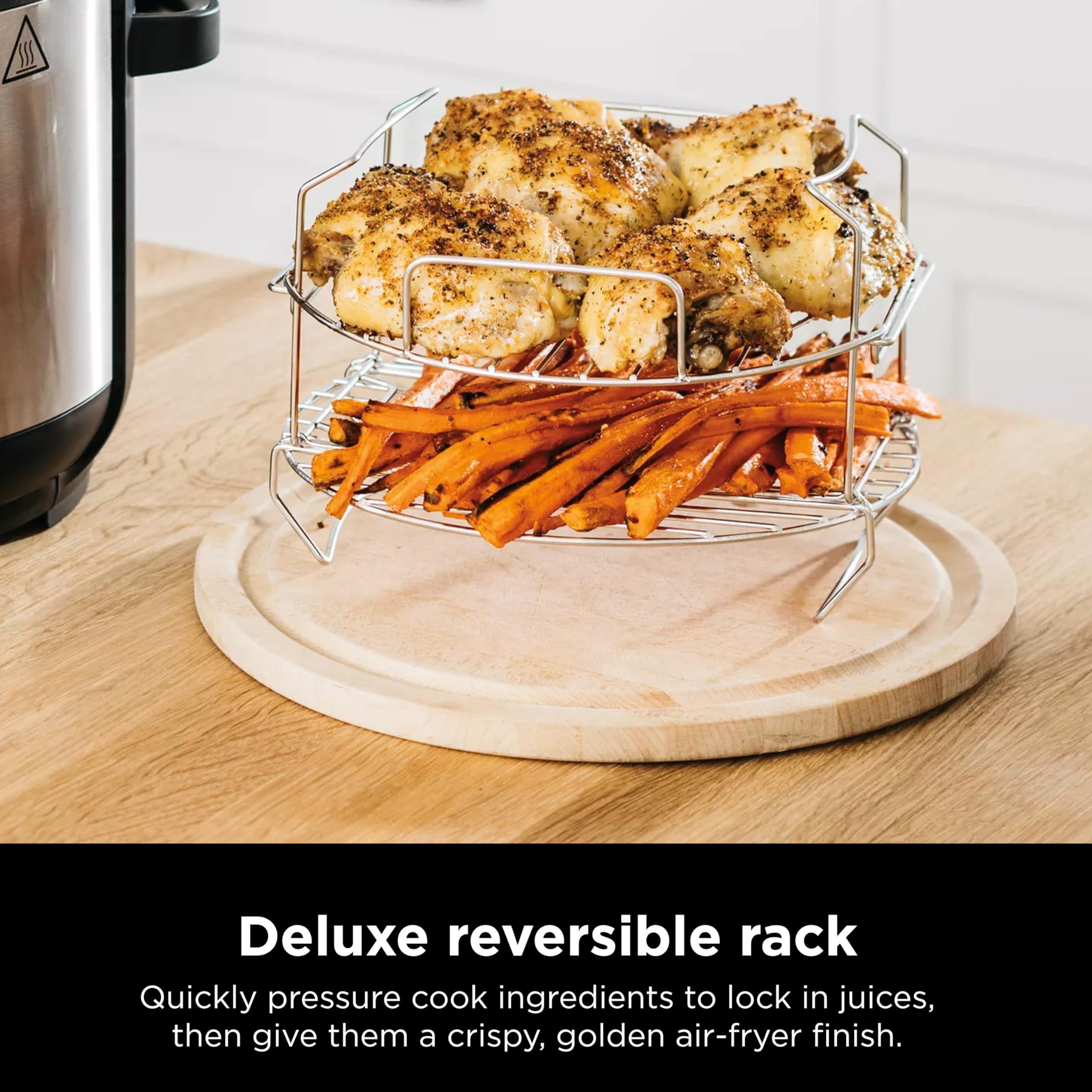 Ninja FD401 LP3 Foodi 12-in-1 Deluxe XL 8 qt. Pressure Cooker & Air Fryer that Steams, Slow Cooks, Sears, Sautés, Dehydrates & More, with 5 qt. Crisper Basket, Reversible Rack & Recipe Book, Silver - Image 8