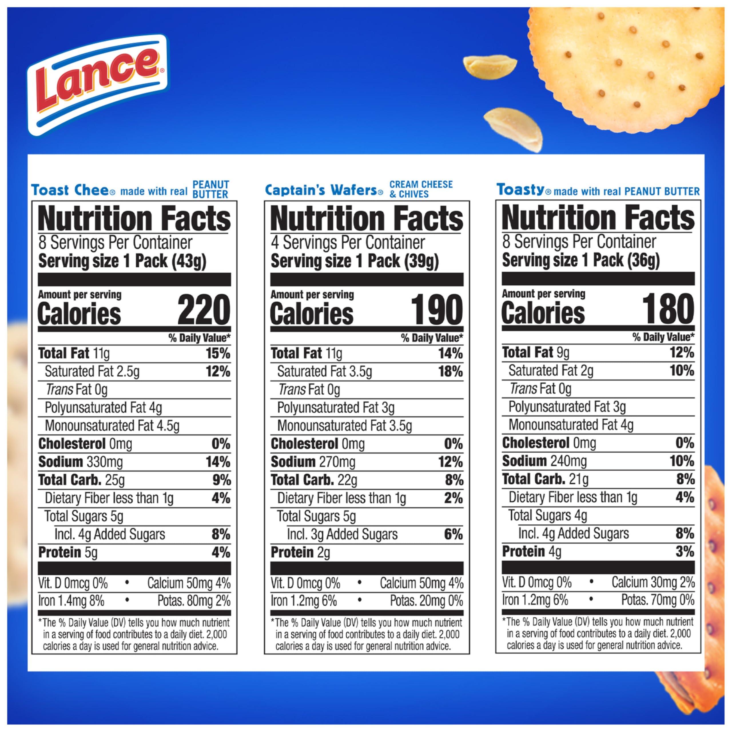 Lance Sandwich Crackers, Variety Pack, 3 Flavors, 20 Individually Wrapped Packs, 6 Sandwiches Each - Image 2