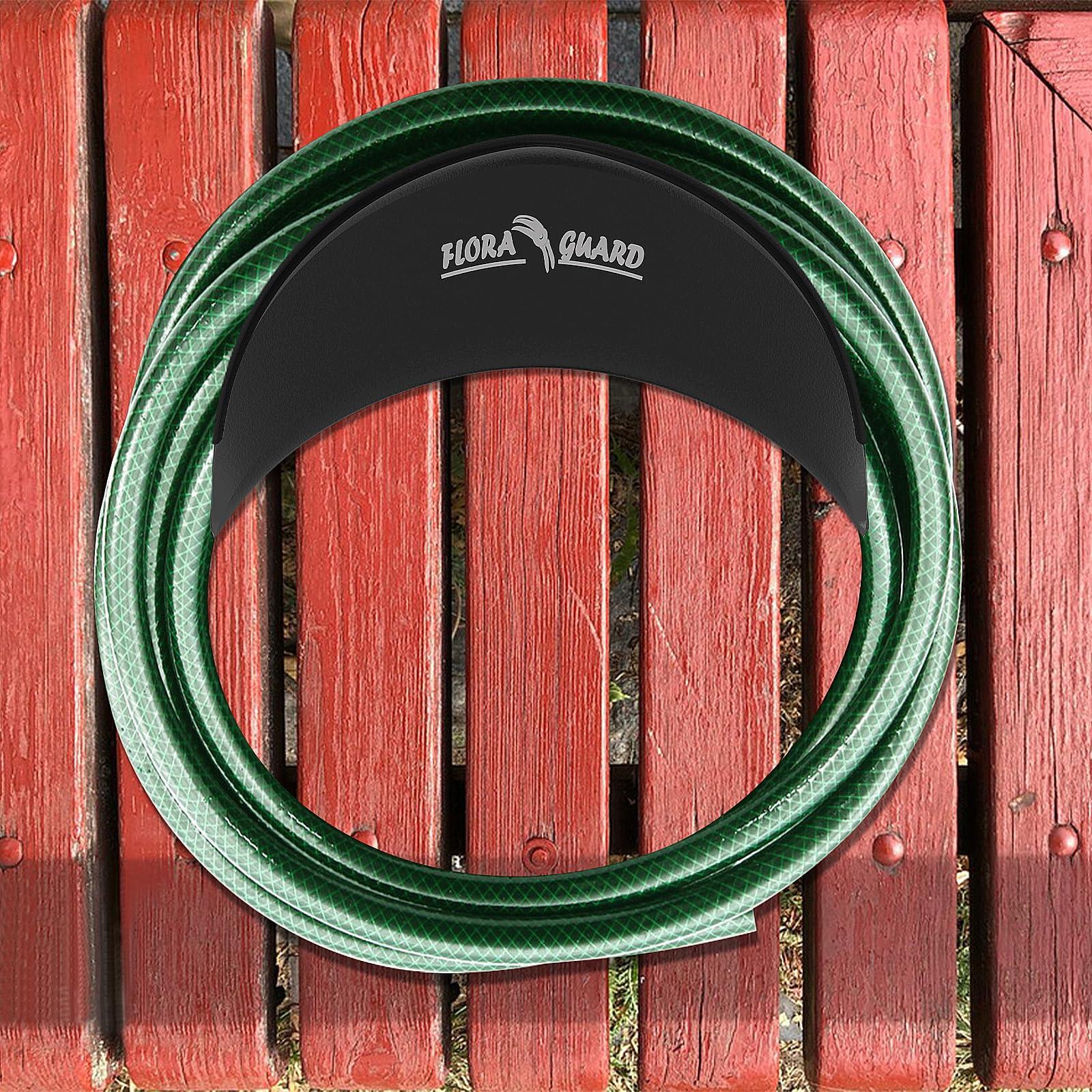 FLORA GUARD Garden Hose Holder, Heavy-Duty Metal Hose Hanger, Holds Up to 125 ft, Garden Hose Wall Mount for Outdoor Patio, Rust and Slip Resistant (Black) - Image 4