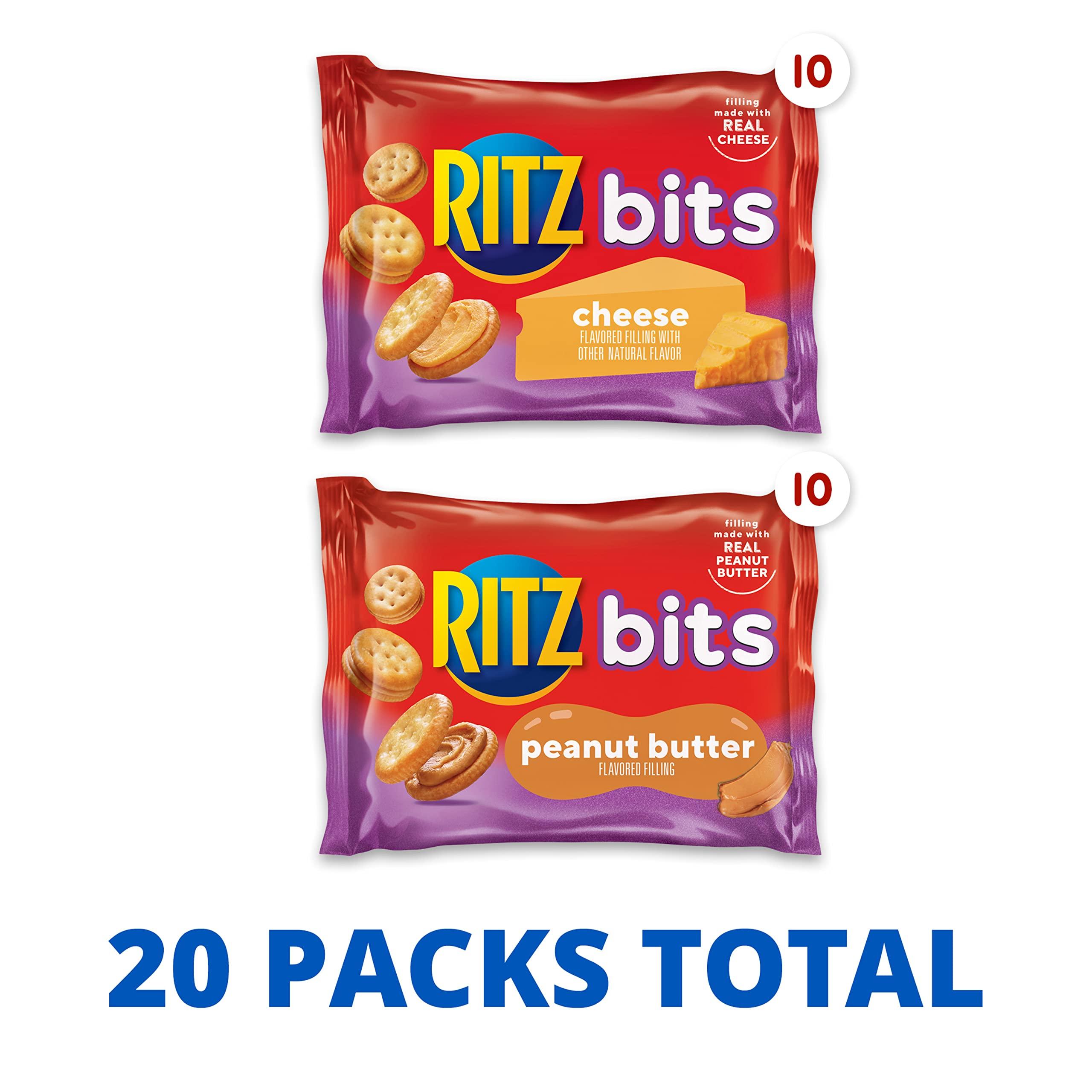 RITZ Bits Cheese and RITZ Bits Peanut Butter Sandwich Crackers Variety Pack, Lunch Snacks, 20 Snack Packs - Image 4