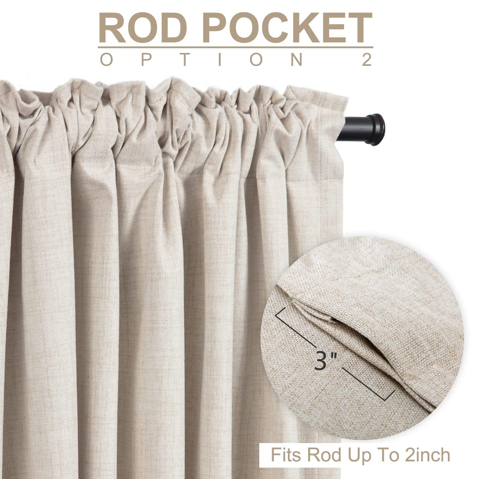 100% Blackout Shield Linen Blackout Curtains for Bedroom 108 Inches Long, Back Tab/Rod Pocket Living Room Drapes, Thermal Insulated Blackout Curtains 2 Panels Set, 50" W x 108" L,Cream - Image 4