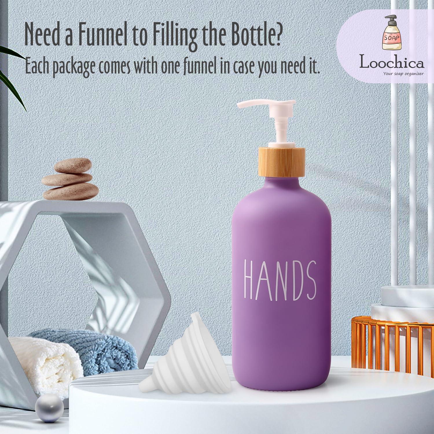 Loochica Lavender Glass Kitchen Soap Dispenser, Detergent Dispenser or Hands Soap Dispenser for Kitchen Sink, Pink Soap Dispenser, Modern Purple Decor Soap Pump for Kitchen Organization - Image 4