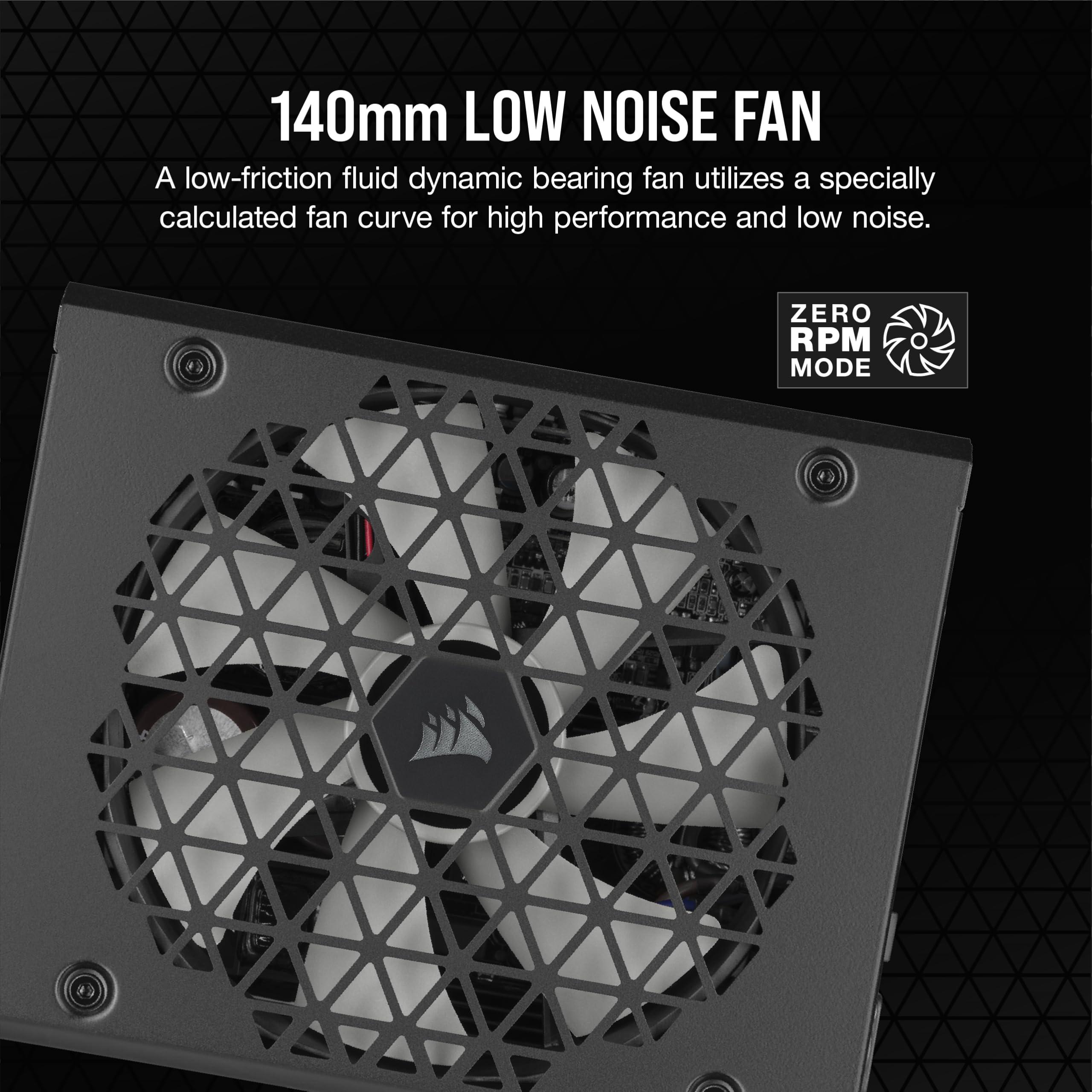 Corsair RM1000x Shift Fully Modular ATX Power Supply - Modular Side Interface - ATX 3.1 & PCIe 5.1 Compliant - Zero RPM Fan Mode - 105°C-Rated Capacitors - 80 Plus Gold Efficiency - Black - Image 6