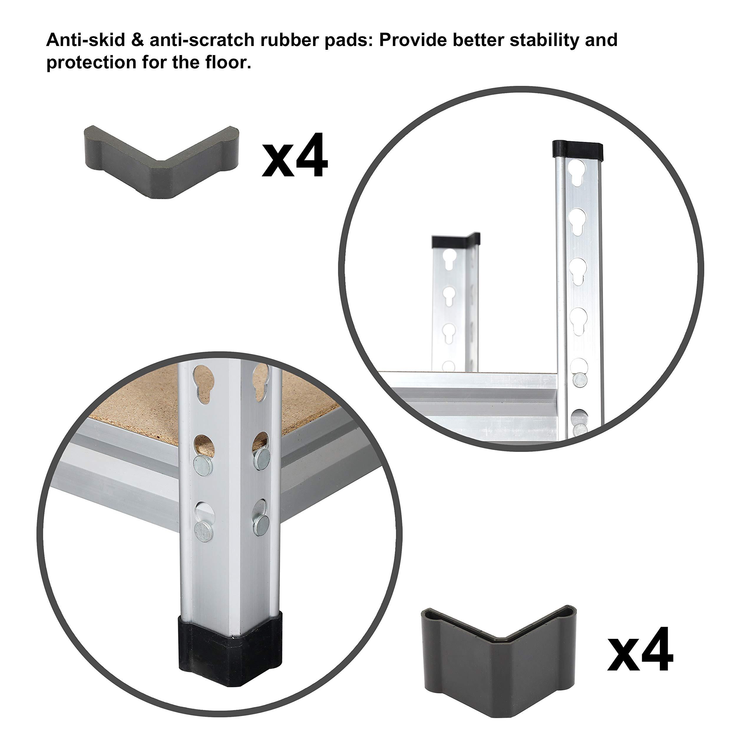 Amazon Basics 5-tier Medium Duty Storage Shelving Single Post Press Board Shelf - 48 x 18 x 72 Inches, Aluminum - Image 5