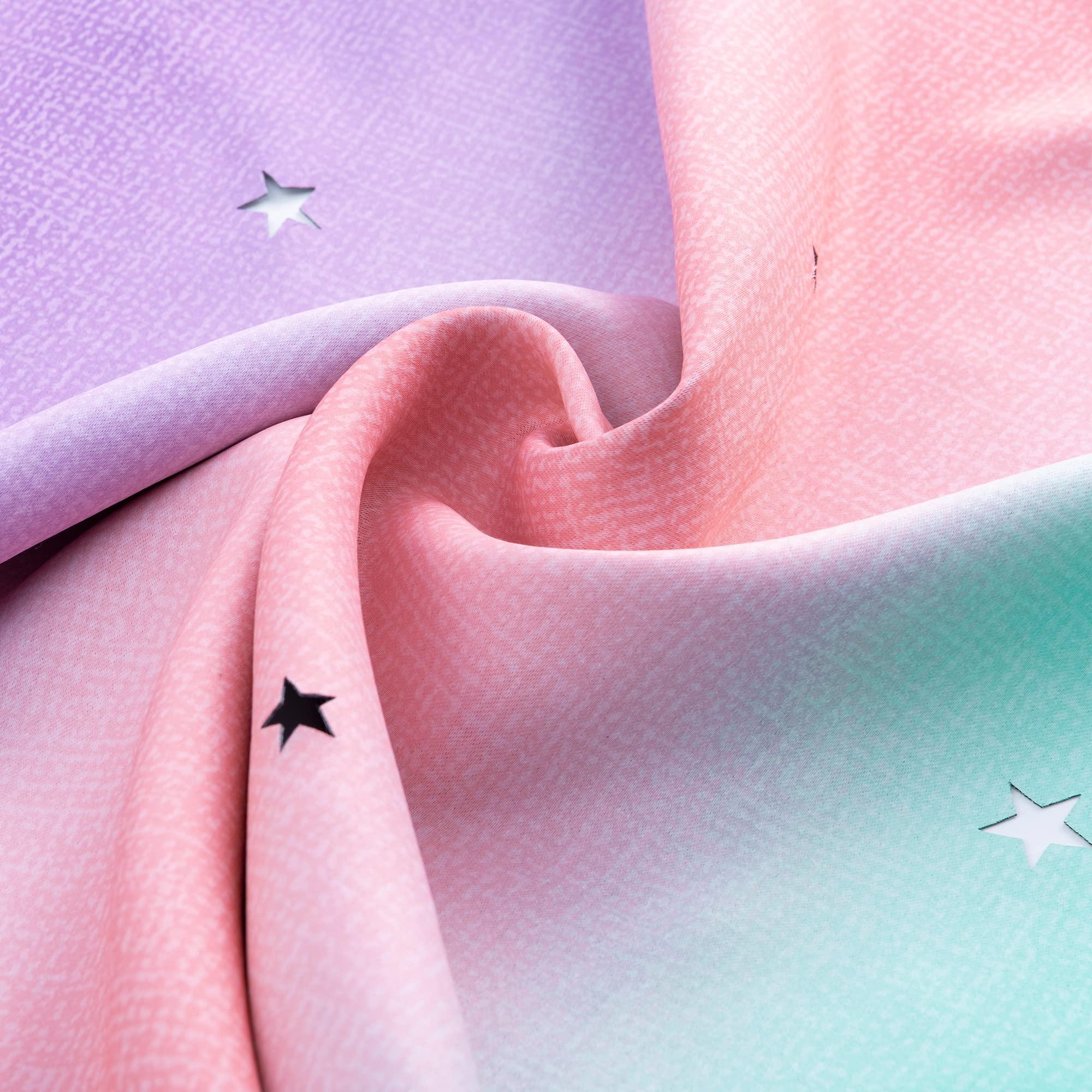 XiDi Curtains for Girls Bedroom Decor, Rainbow Blackout Curtains for Kids Room Decor, Purple for Little Girl Room, Unicorn Wall Decals Pink Curtains Green, 63 Inches Long 34 Wide 1 Panel - Image 7