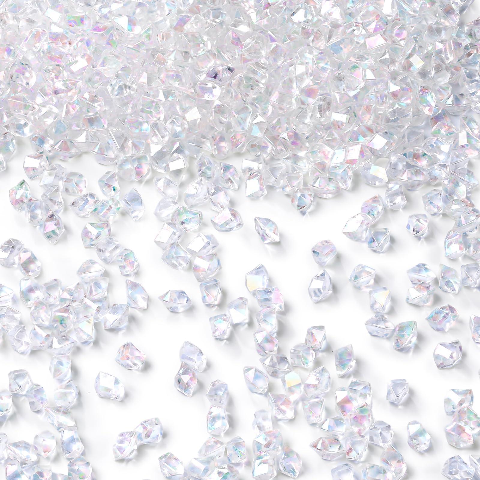 DomeStar 4200PCS Clear Fake Ice, Iridescent Acrylic Fake Diamonds, Vase Fillers, Crushed Ice Rocks Plastic Gems for Centerpiece Fish Tank Table Scatter Photography Props Display Decoration