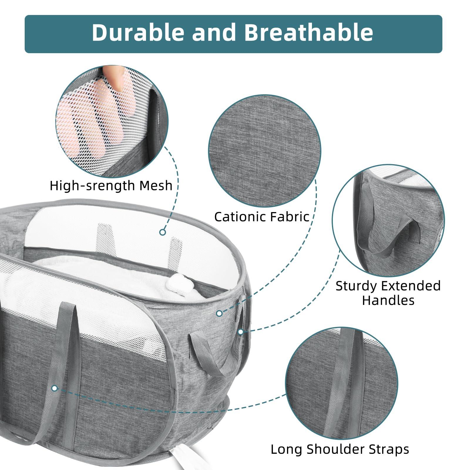 Collapsible Laundry Baskets, Tear Proof Pop Up Laundry Hamper with Dual Handles, Durable Foldable Laundry Basket, Easy to Carry Laundry Hamper for Home, Laundry Room, Bedroom, Dorm, Travel Grey - Image 4