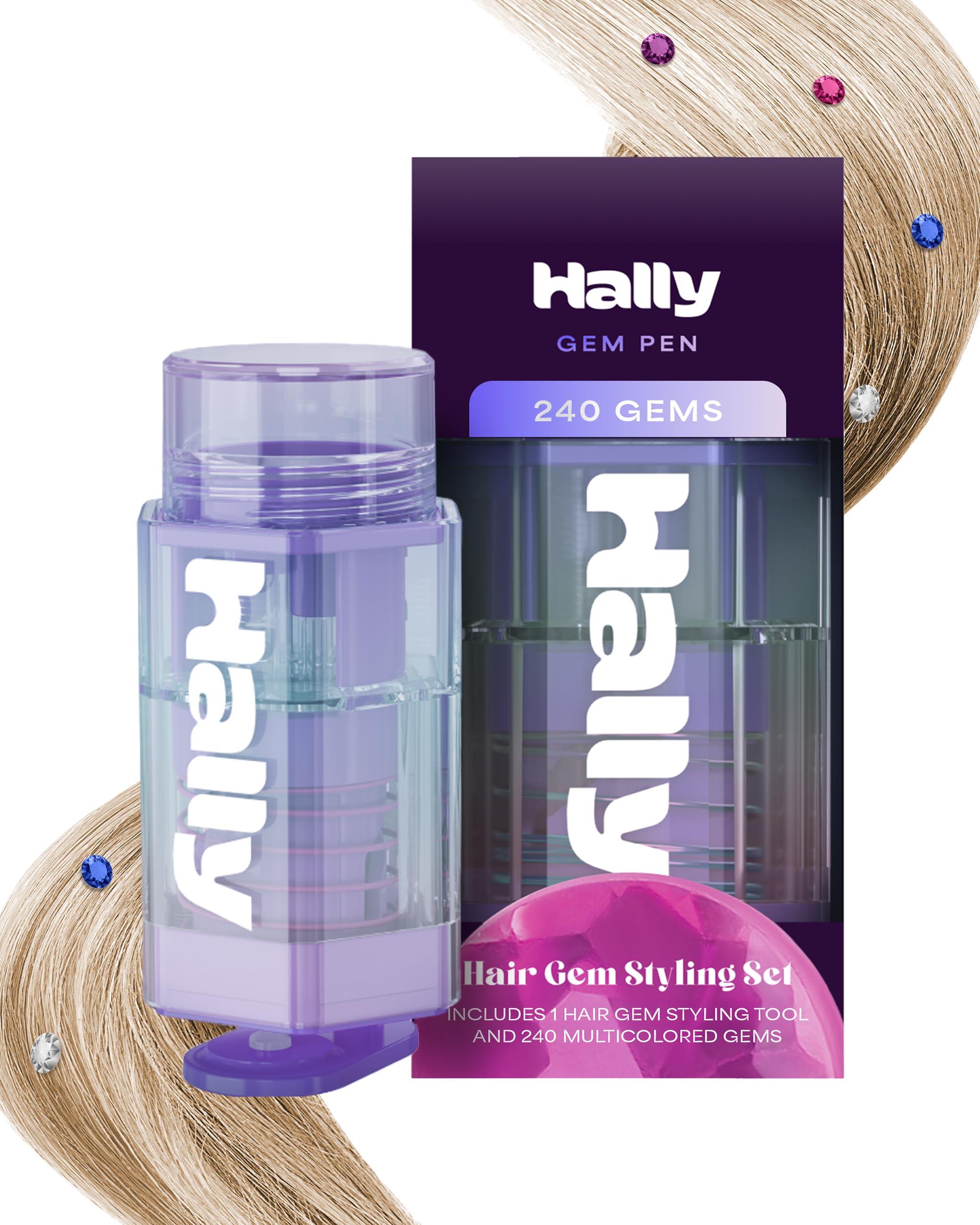 Hally Hair Gems Pen Applicator - Includes Hair Styling Tool with 240 Multicolored Adhesive Gem Stickers Hair Jewels - Stylish Hair Accessories for School, Halloween, Festivals, Wedding, Parties & More