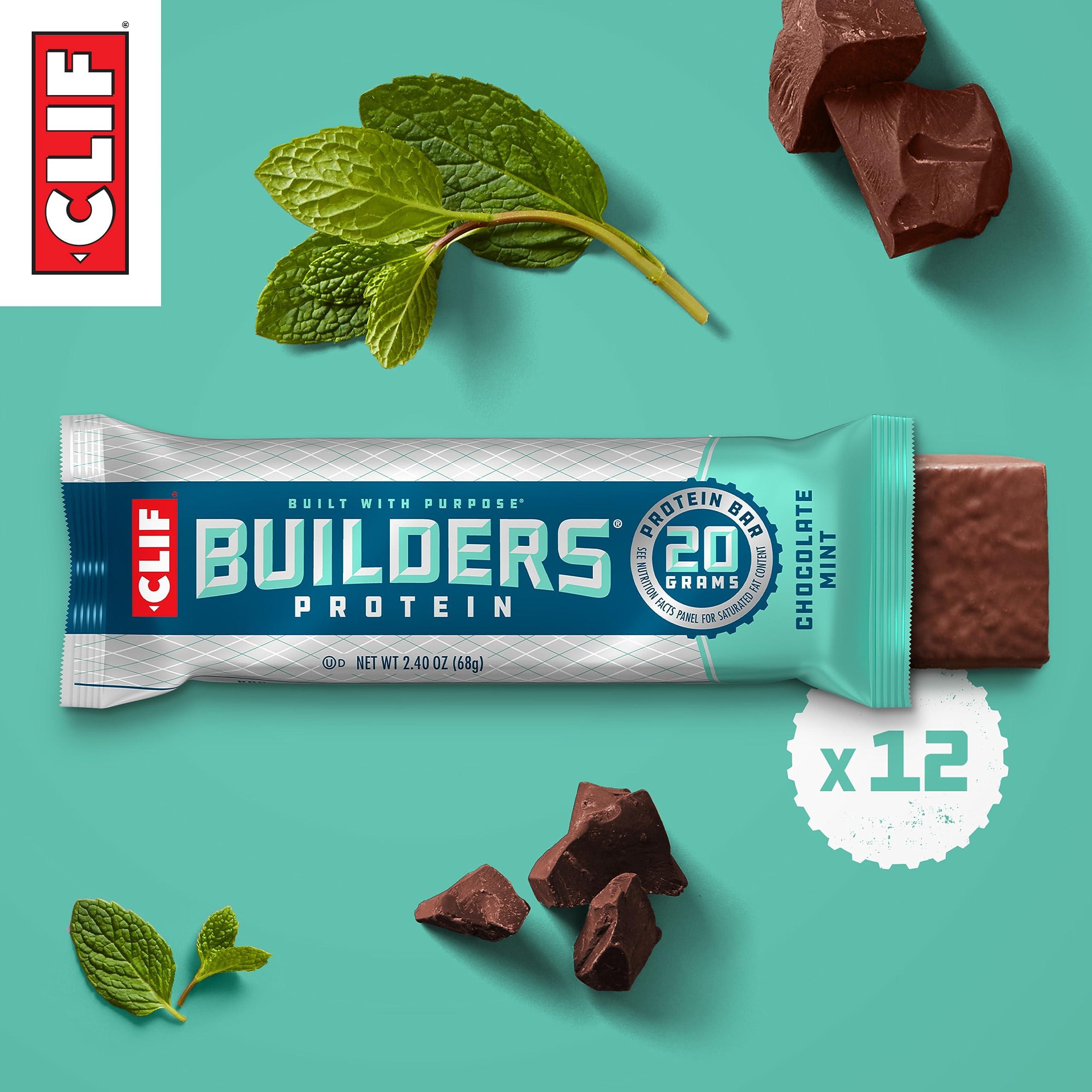CLIF BUILDERS Protein Bars - Chocolate Mint Flavor - 20g Plant Based Protein - Gluten Free - Non-GMO - Low Glycemic - No Artificial Sweeteners - Value Pack, 2.4 oz. (12 Count) - Image 3
