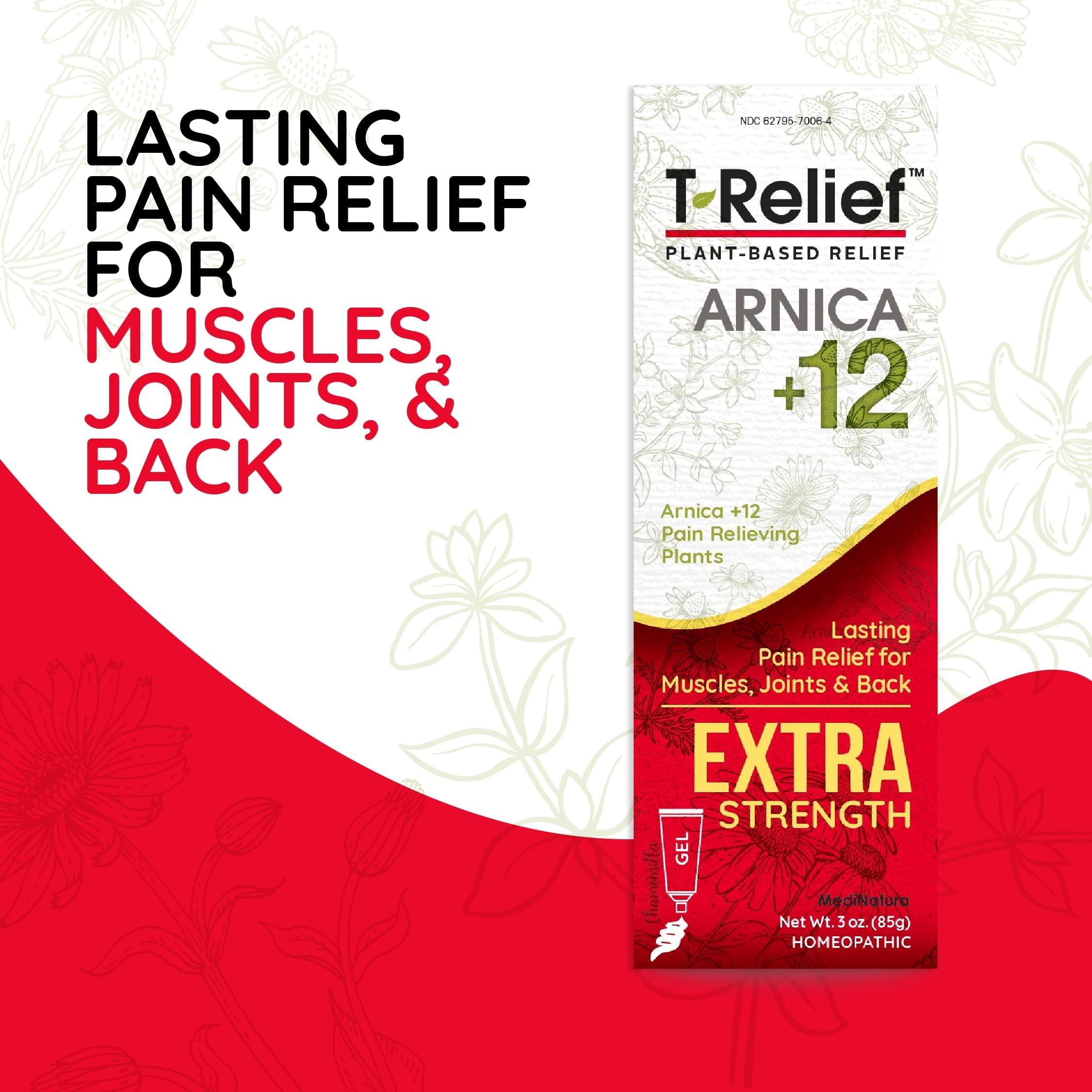 MediNatura T-Relief Extra Strength Gel Arnica +12 Natural Relieving Actives for Back Pain Joint Soreness Muscle Aches & Stiffness Whole Body Fast Acting Relief for Women & Men - 3 oz - Image 3
