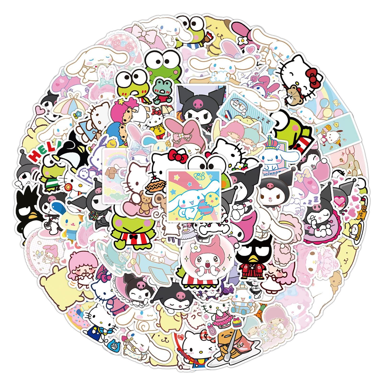 100Pcs Cartoon Sanrio Stickers for Kids - Hello Kitty, MyMelody&Kuromi, Cinnamoroll, Pompompurin, Keroppi, Pochaco - Assorted Decals Pack for Girls Teens - Image 1
