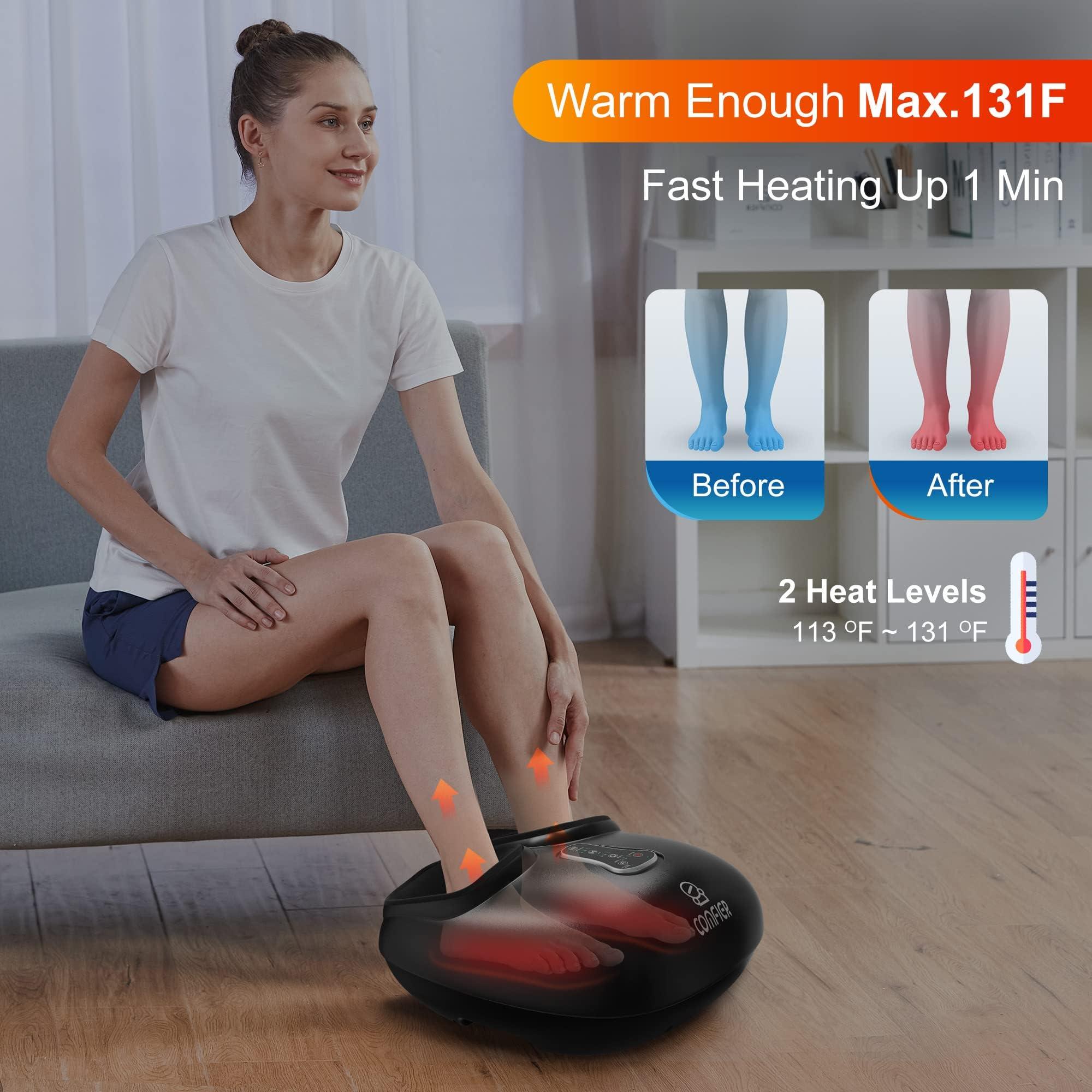COMFIER Shiatsu Foot Massager with Heat, Vibration,Rolling Compression Feet Massager Machine for Plantar Fasciitis,Neuropathy Pain,Gifts for Her,Him Fits Size up to 13“ Multiple Modes - Image 3