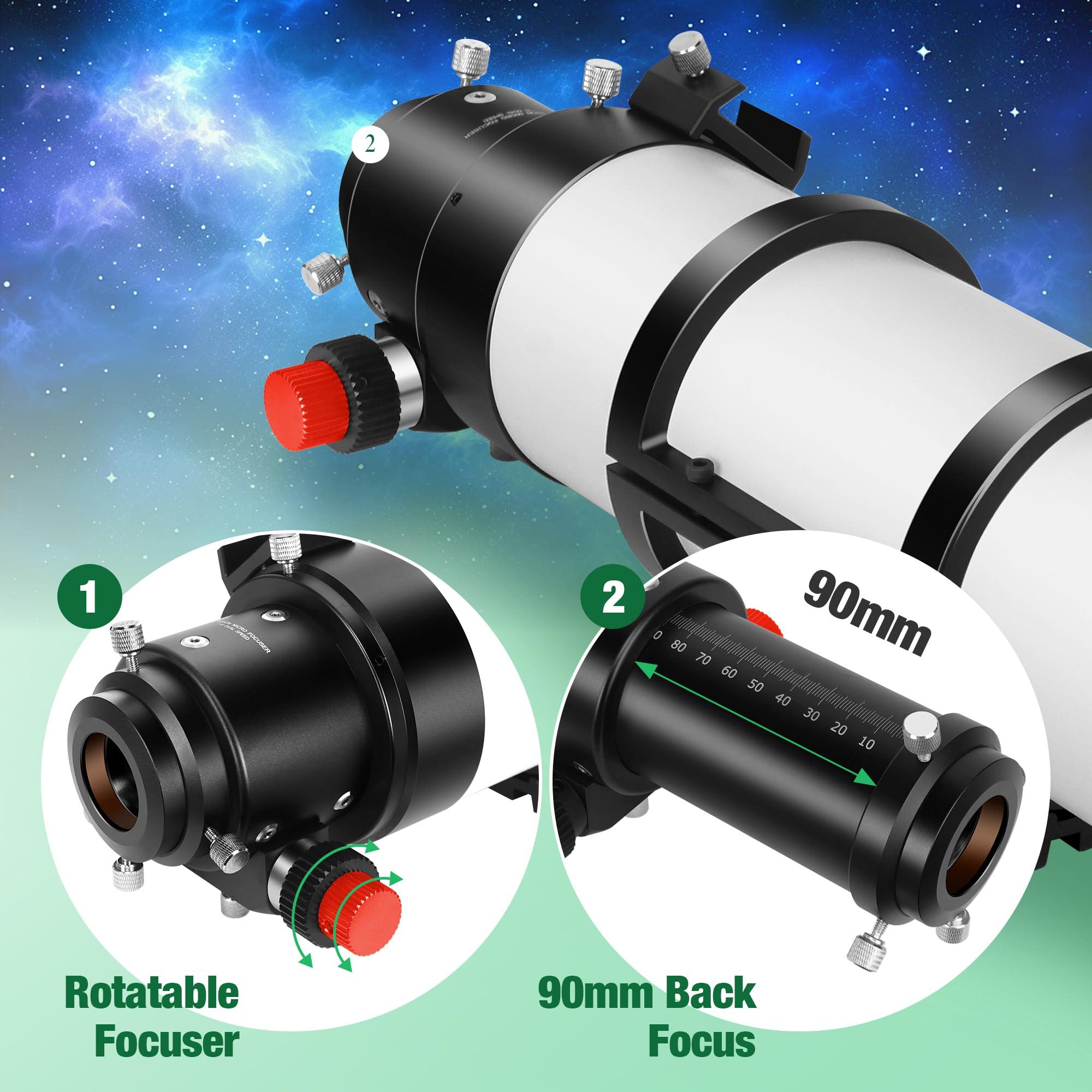 MEEZAA Telescope, 80ED F7.5 Telescope OTA, Extra Low Dispersion Achromatic Refractor Tube, Compact and Portable Optical Tube for Astrophotography and Visul Astronomy - Image 5