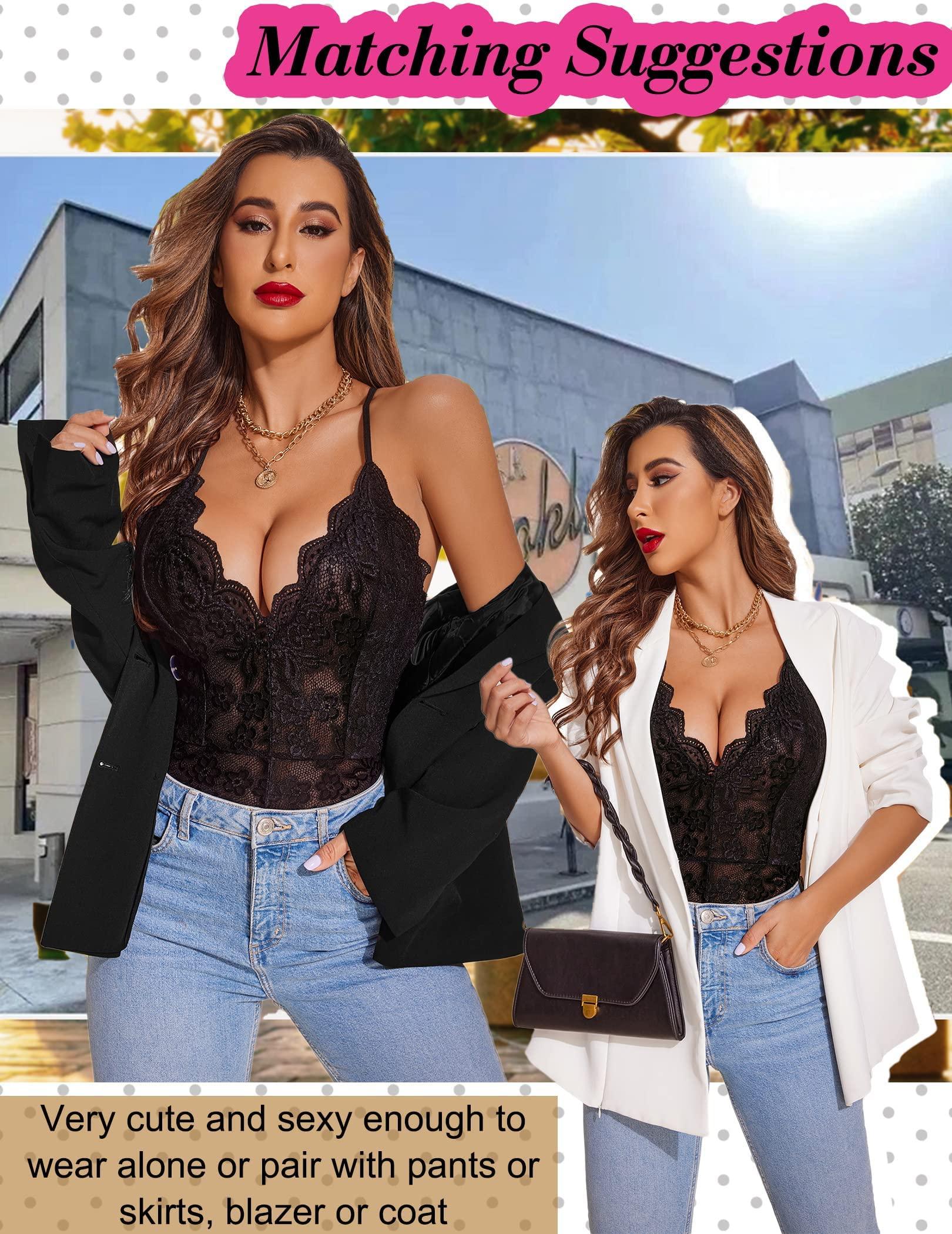Avidlove Women One Piece Lingerie Deep V Teddy Sexy Lace Bodysuit Snap Crotch Babydoll - Image 4
