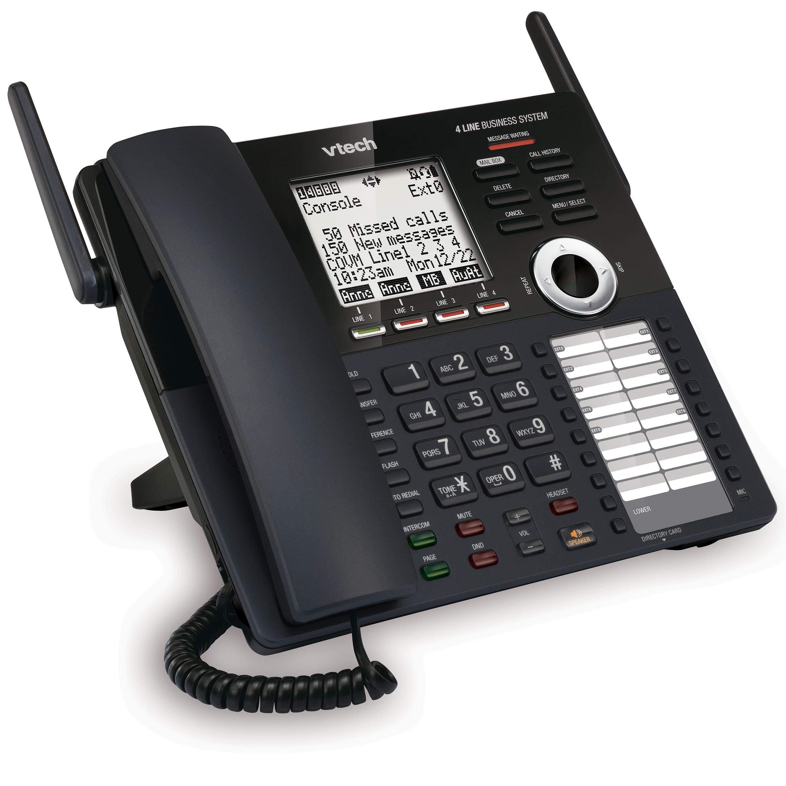 VTech AM18447 Main Console 4-Line Expandable Small Business Office Phone System with Answering Machine, Intercom, Auto Attendant & Music on Hold, Black - Image 4