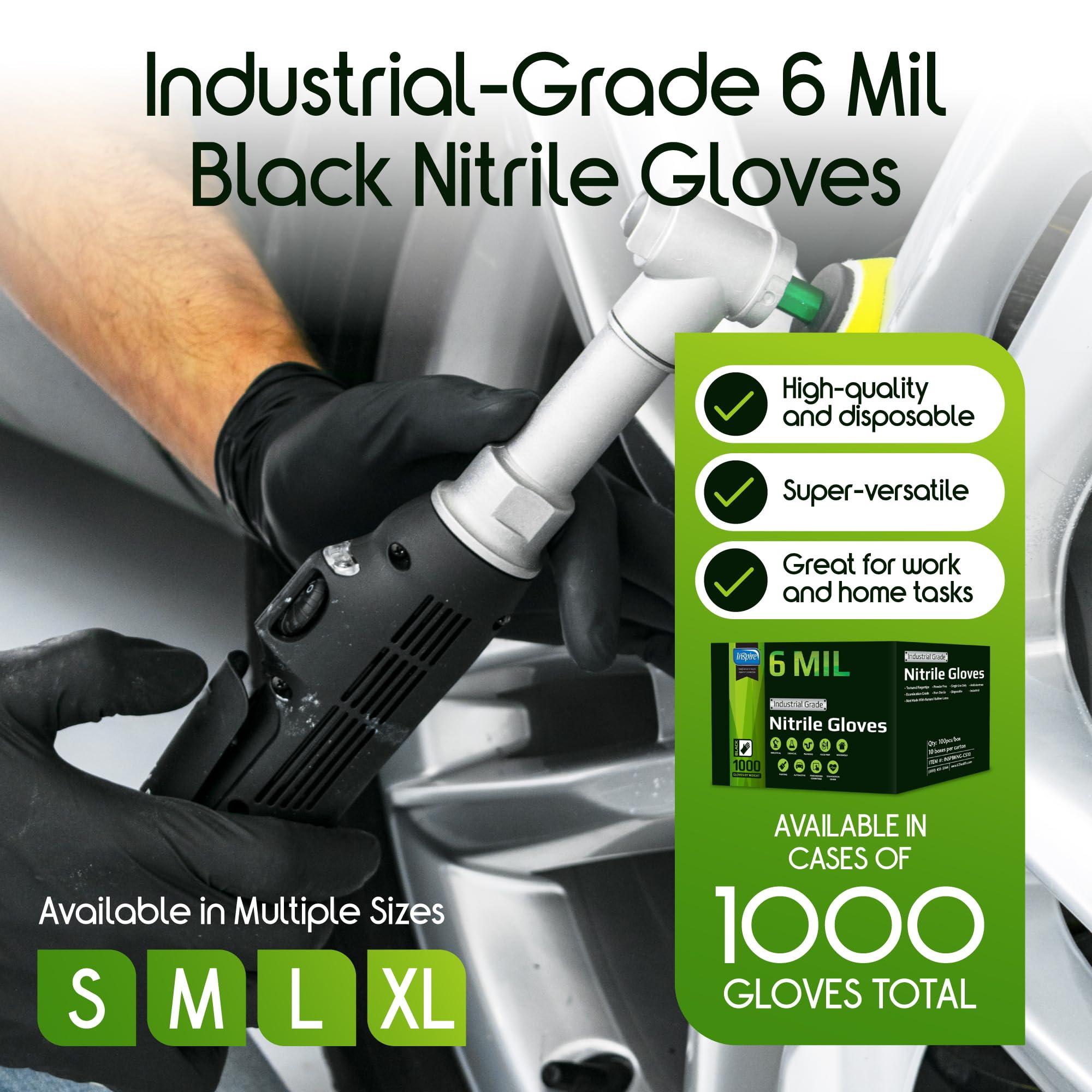 Inspire HEAVY DUTY 6Mil ORIGINAL Quality Stretch Nitrile Black Gloves Disposable Latex Free |Medical, Food, Mechanic Tattoo - Image 2