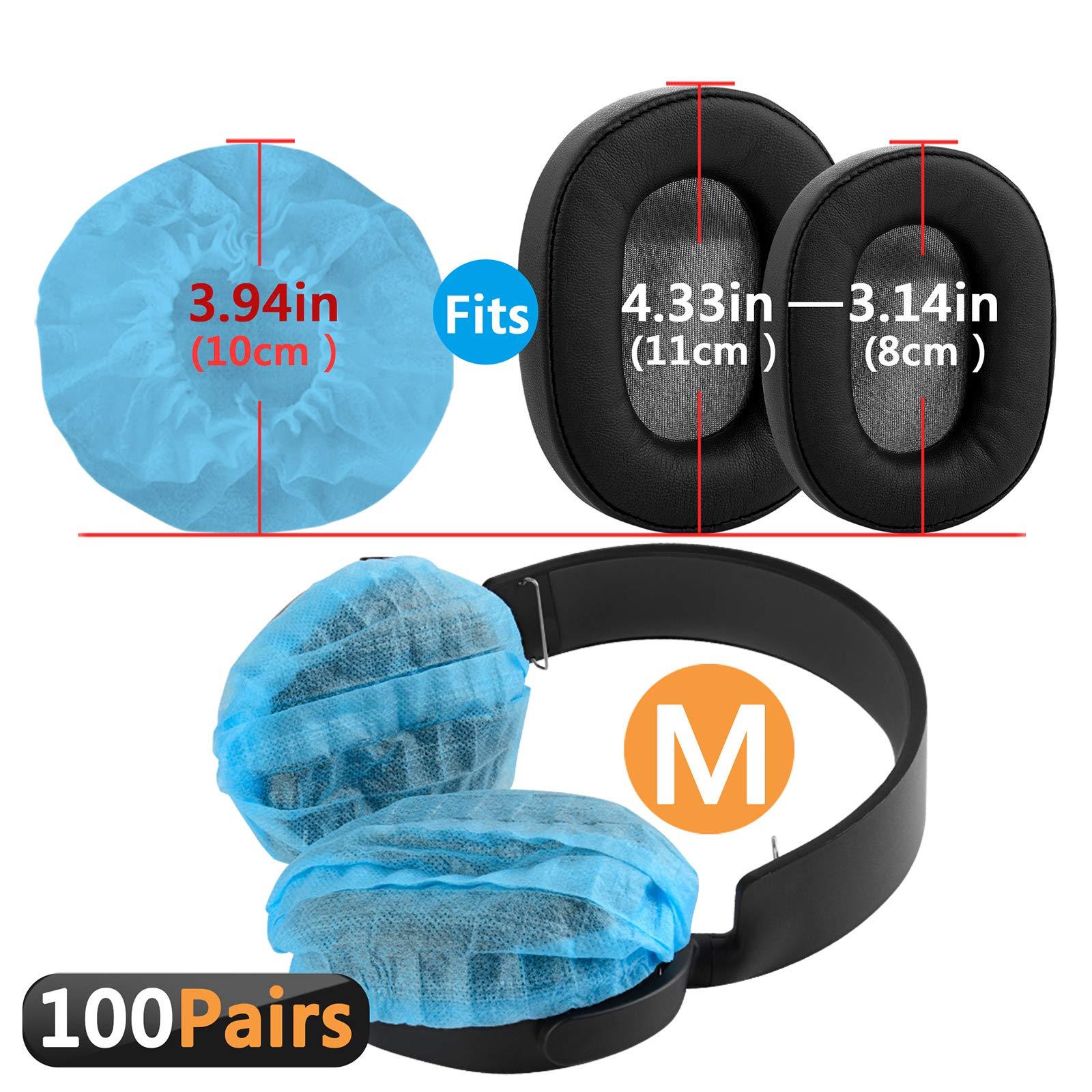 Geekria 100 Pairs Disposable Headphones Ear Cover for Bose QC45, Sony MDR-7506, WH-1000XM6, Beats Studio PRO, Soundcore Anker Life 20, Hygienic Ear Cushion Protector (M/Blue) - Image 2