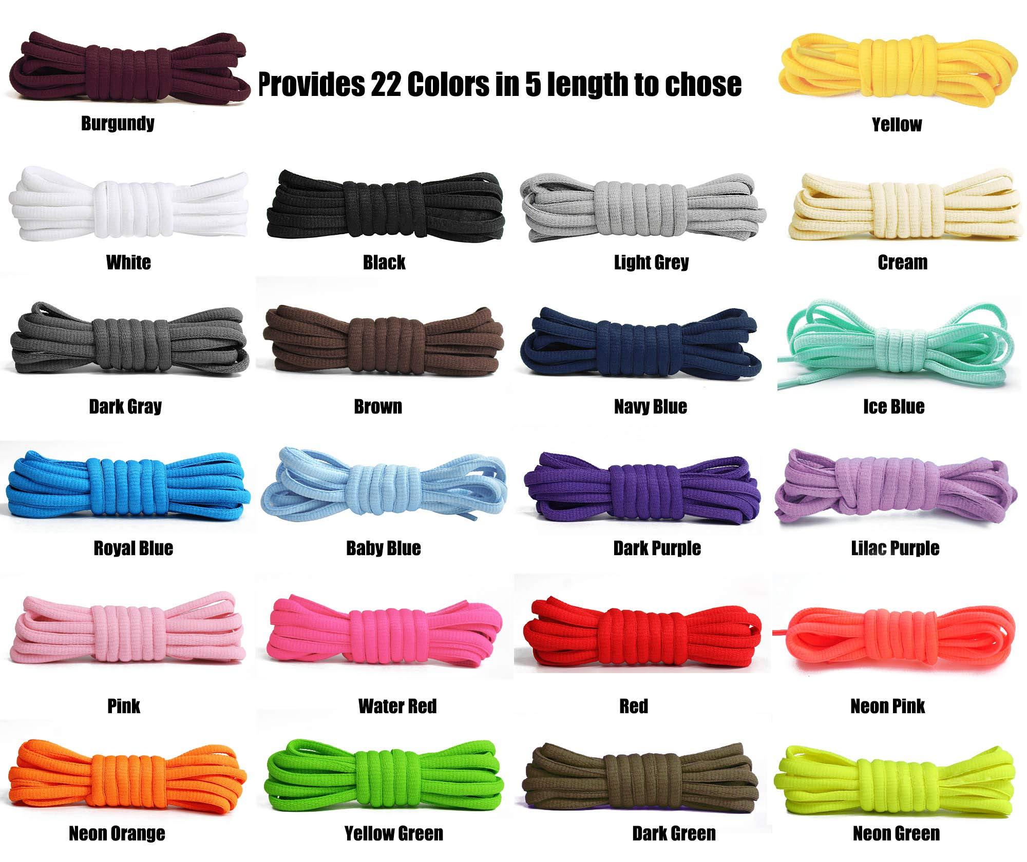 Handshop 1/4" Oval Athletic Shoelaces 24"-72" in 22 Colors Half Round Shoe Laces - Image 3