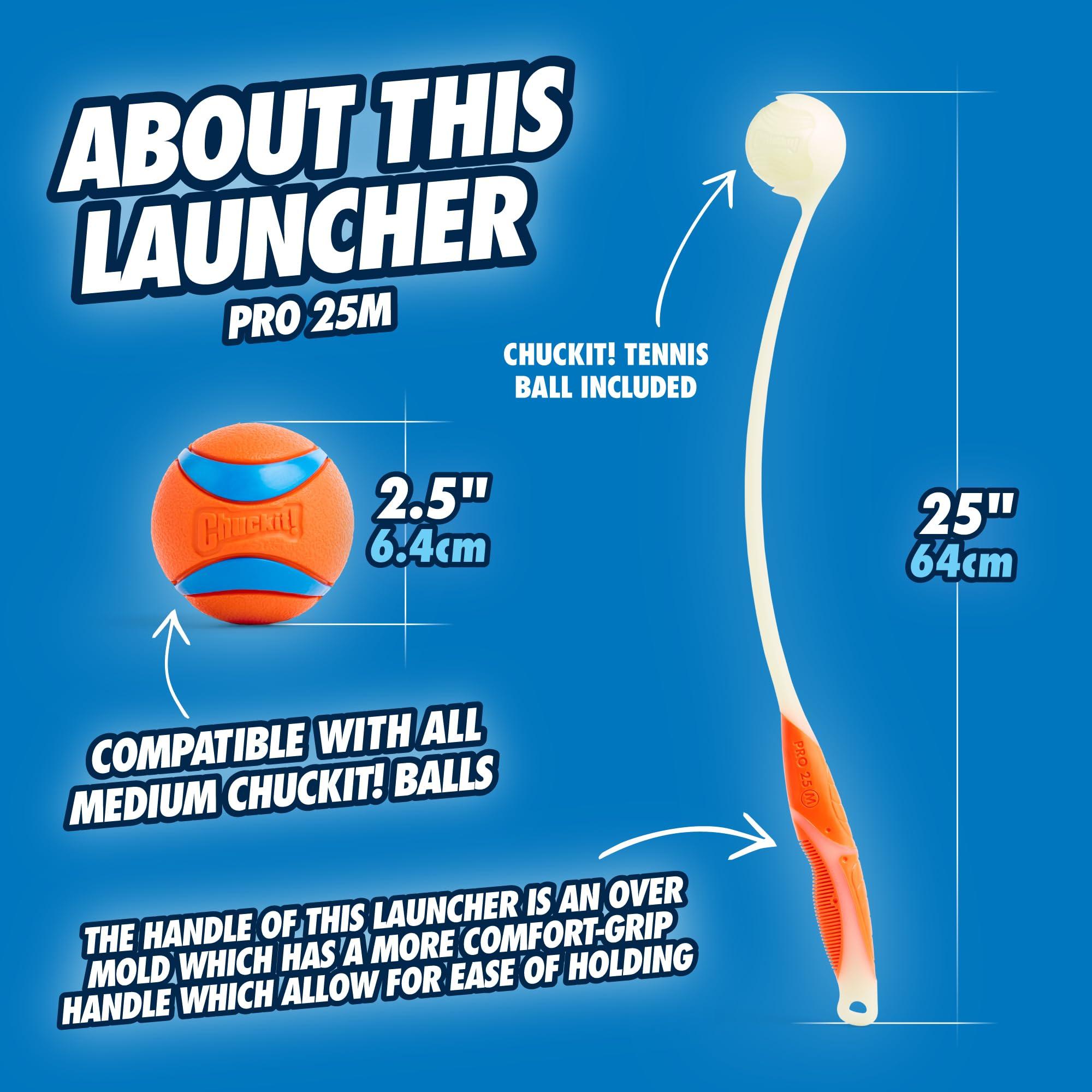 Chuckit Pro Fetch Toy Ball Launcher For Dogs; Compatible With Any Medium Chuckit! Medium Size 25 Inch + Glow Ball - Image 3