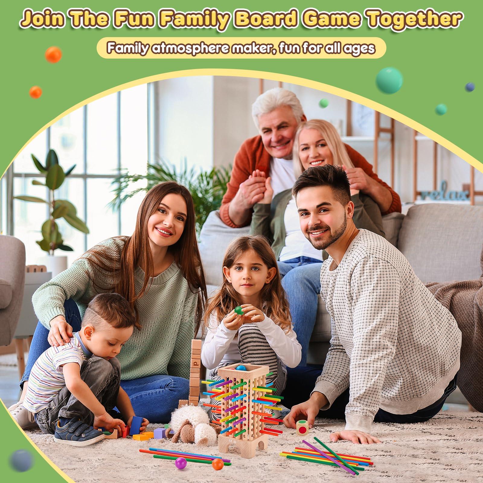 Montessori Game Wooden Board Game, 42 Colorful Wooden Sticks Dice Game Math Educational Toys for 3 4 5 6 Years Old, Fine Motor Skills Toys & Counting Toy Family Game Travel Toys Gifts for Kids - Image 6