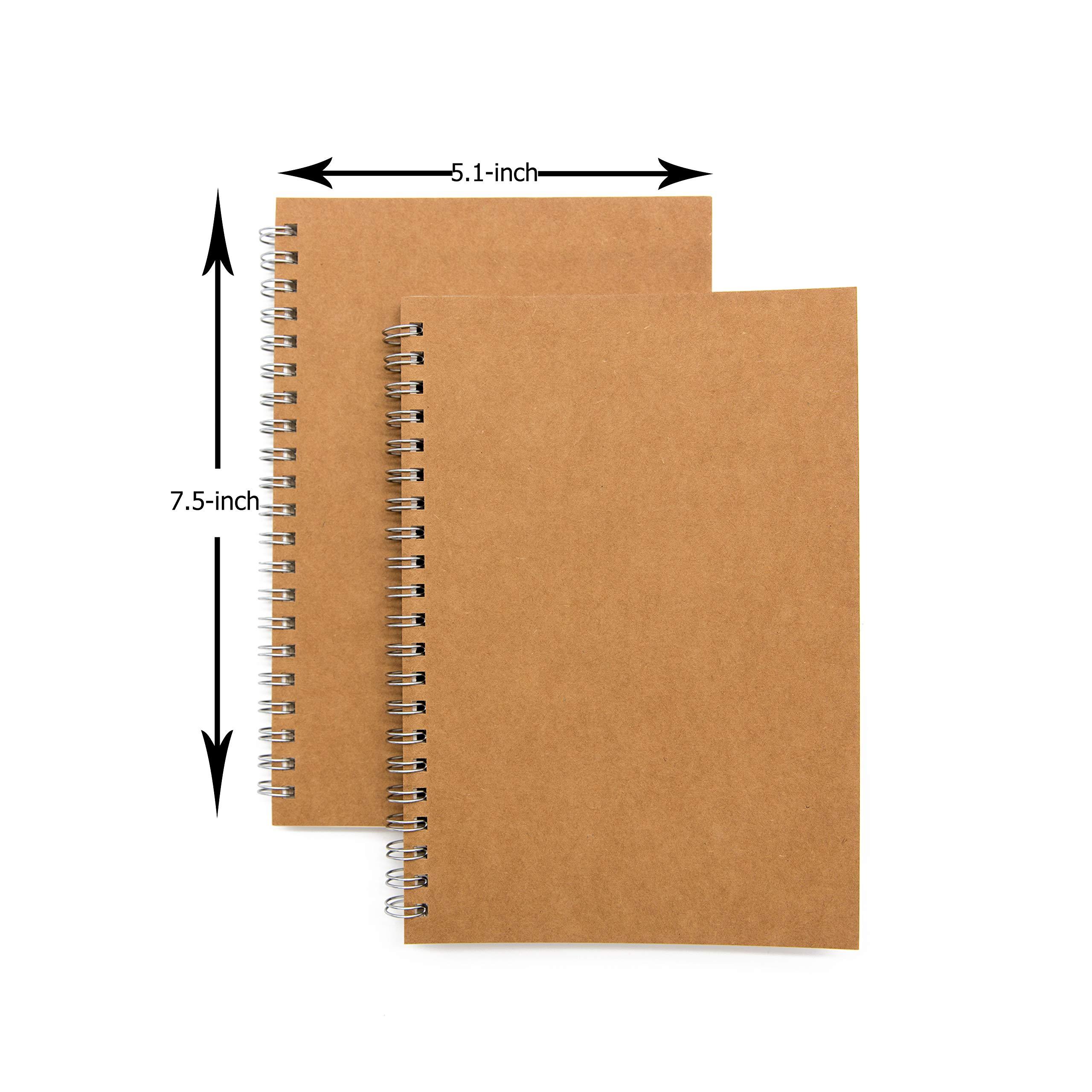 DSTELIN Blank Spiral Notebook, 9-Pack, Soft Cover, Sketch book, 100 Pages / 50 Sheets, 7.5 inch x 5.1 inch (Brown) - Image 2