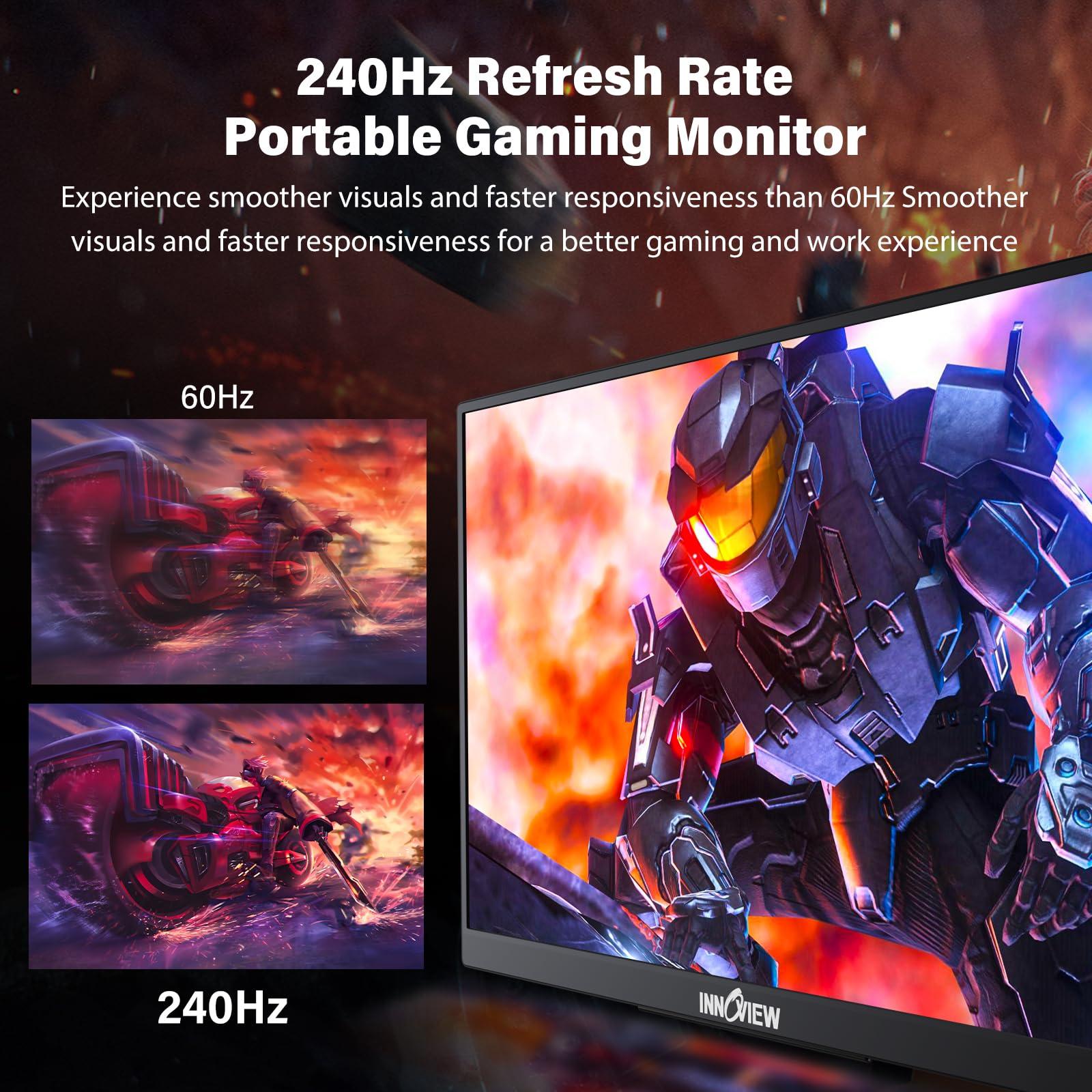 InnoView 16" 2K 240Hz Portable Monitor,133% sRGB Portable Gaming Monitor Laptop Monitors Built-in 180° Adjustable Stand Type-C HDMI IPS Eye Care External Second Screen for PS4 PS5 Switch Xbox PC - Image 2