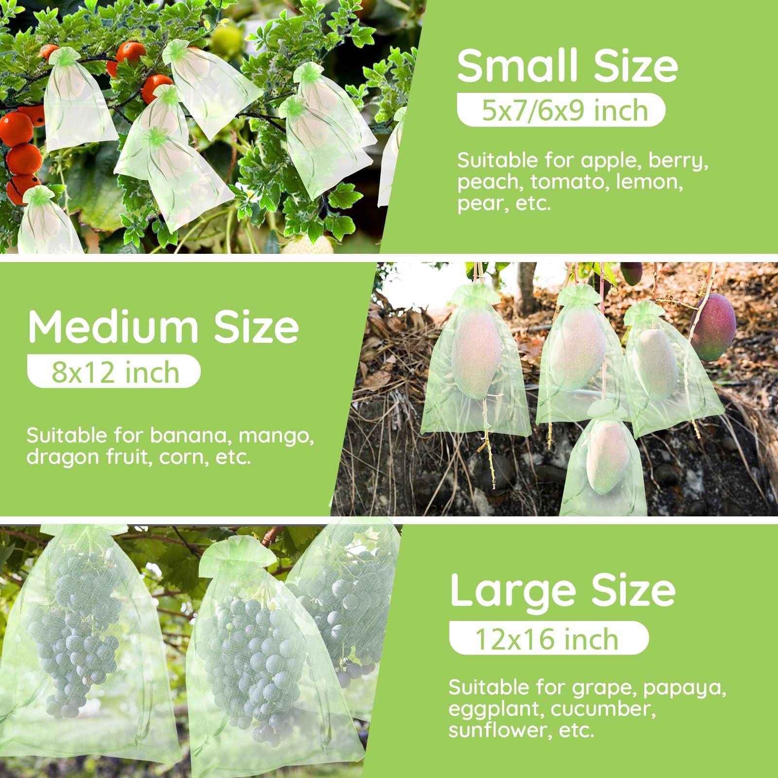ENPOINT 50 Pcs Fruit Protection Bags, 6"x9" Garden Netting Green Bags for Fruits & Vegetables, Deer Netting Mesh Bag Drawstring, Green Bags for Produce Mango Tree Apple Tree Fruit Trees Plant Flower - Image 5