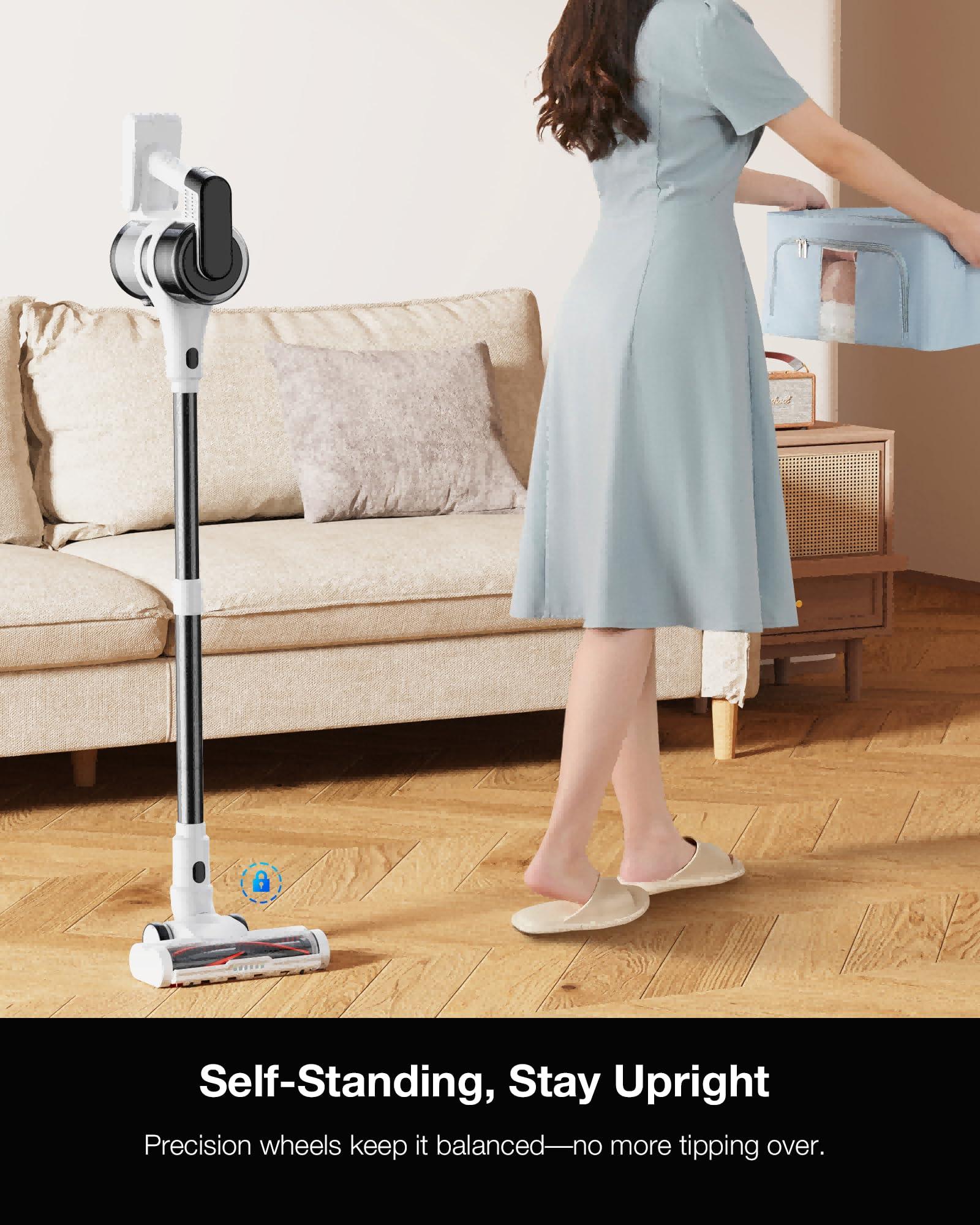 Cordless Stick Rechargeable Vacuum Cleaner, Lightweight, 55min Runtime, 9 in 1 Powerful Suction, Self Standing, Anti Tangle LED Headlight, Ideal for Carpets, Hardwood Floors, Pet Hair, and Home - Image 5