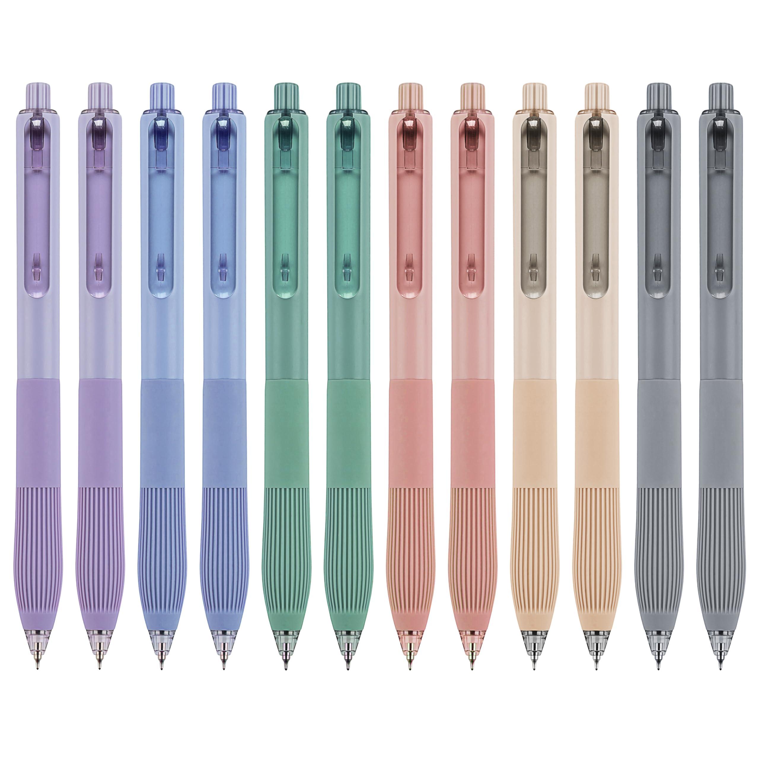 Linbsunne Gel Pens Black Ink Pens for Office 0.5mm Fine Point Pens Smooth Writing Retractable Work Pen (12-count)
