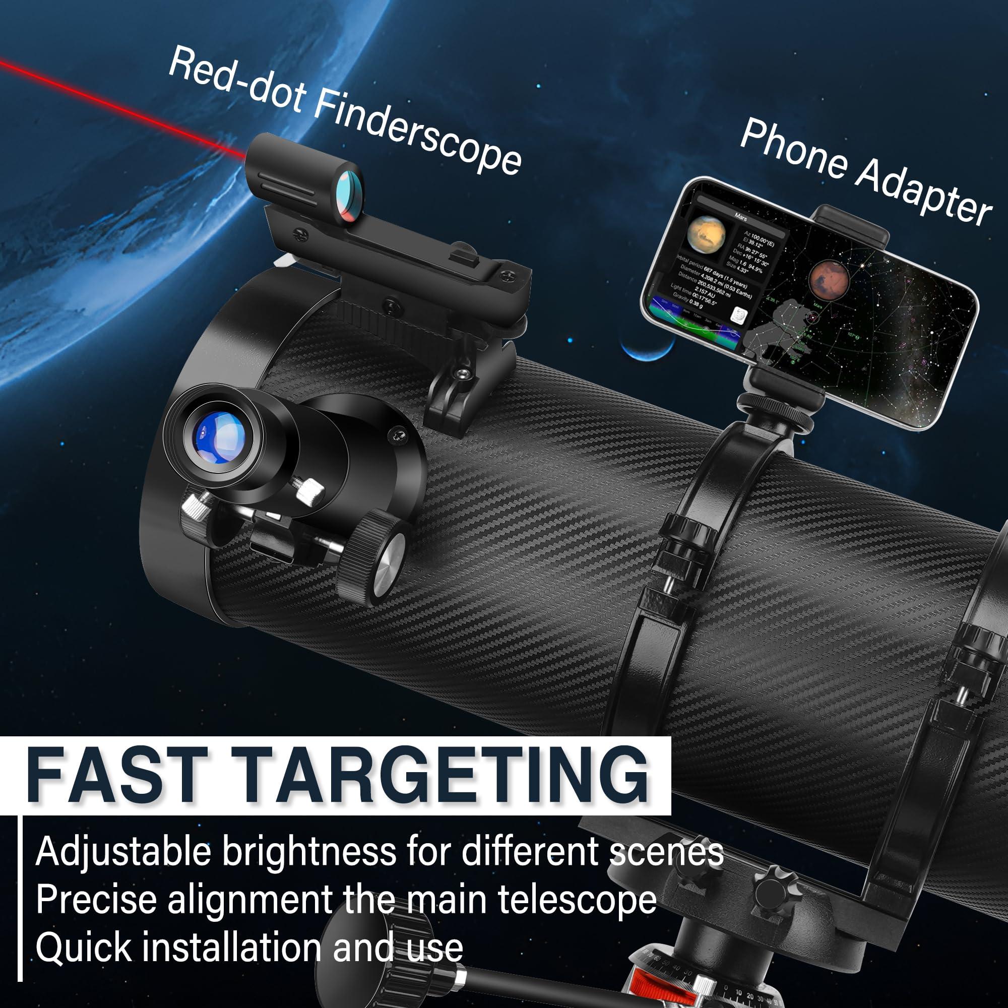 Telescope 150EQ Reflector Telescope for Adults Astronomy, Professional Manual German Equatorial Telescopes for Beginners & Kids with Eyepiece Set, Stainless Tripod, Moon Filter and Phone Adapter - Image 5