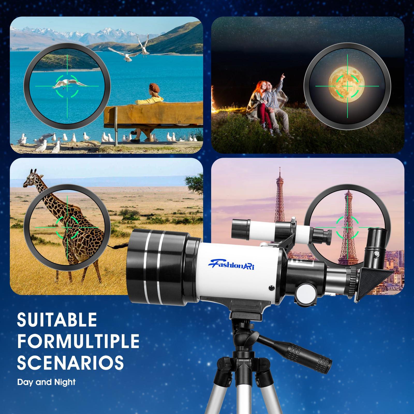Telescope for Kids Beginners, Telescope for Kids 8-12, High Power 70mm Aperture 300mm Focal Length Astronomical Scope with Wireless Remote - Image 4