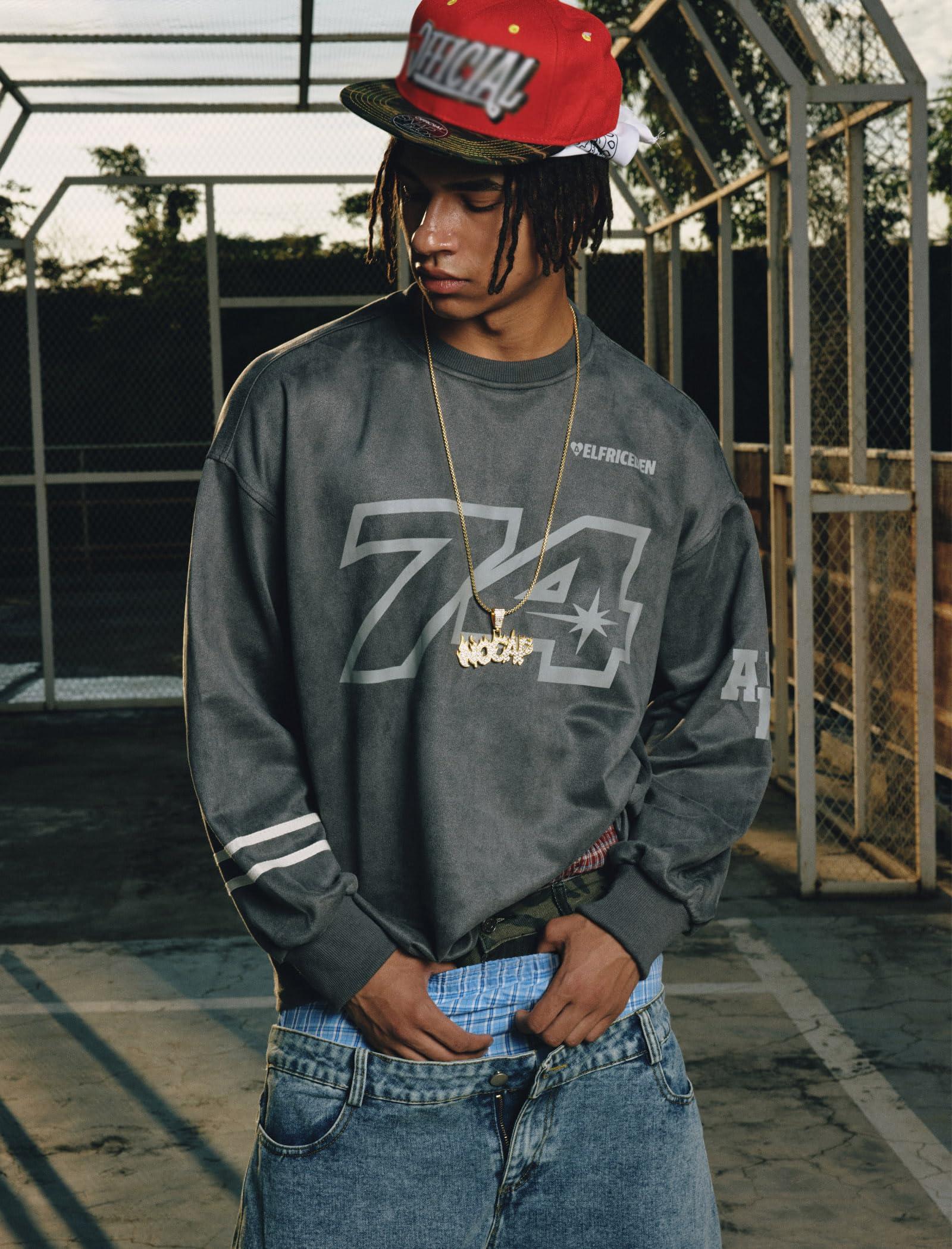 Aelfric Eden Oversized Crewneck Sweatshirts for Men Vintage Graphic Pullover Loose Fit Streetwear Long Sleeve Top - Image 3